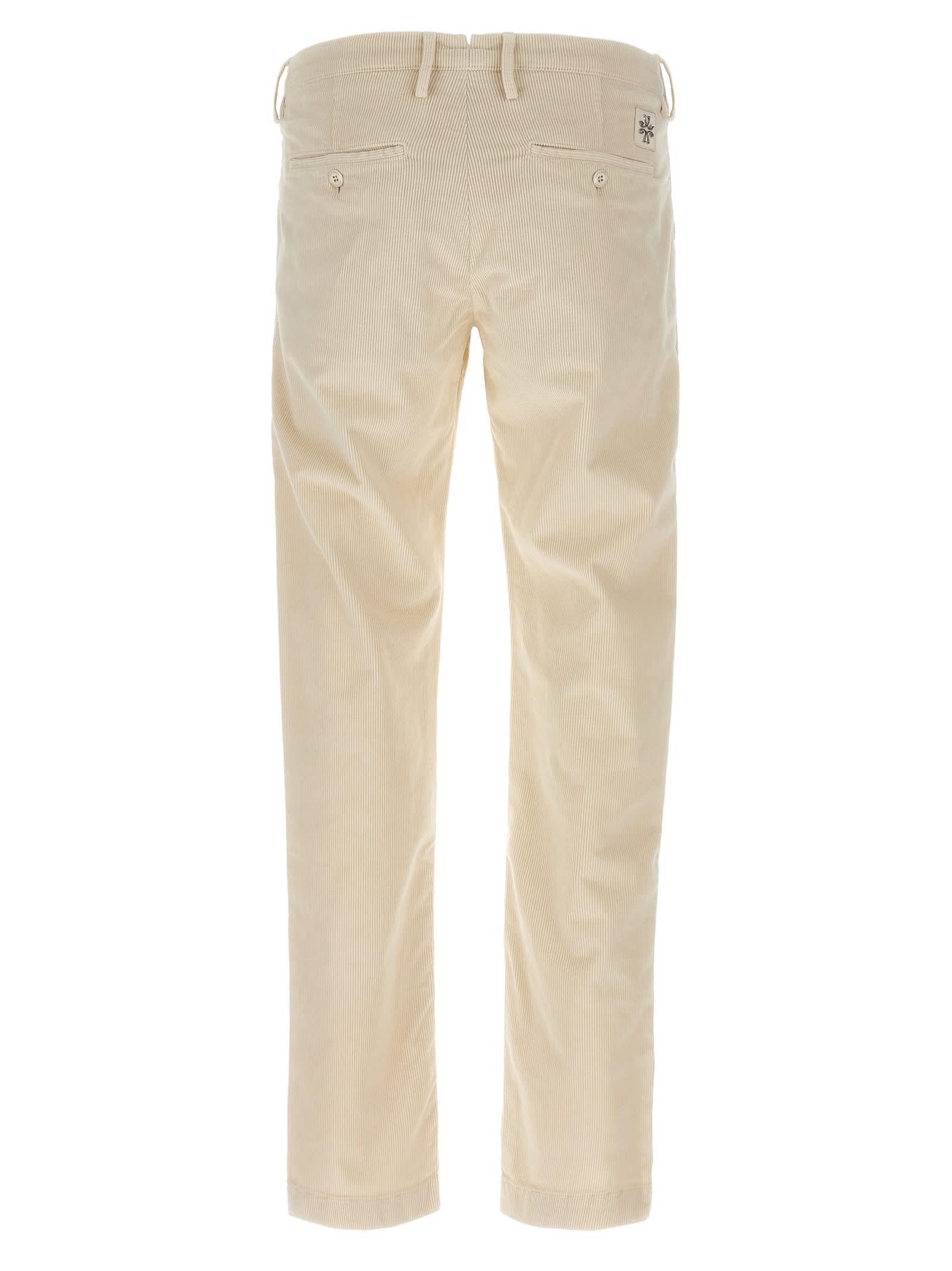 Jacob Cohen Velvet Trousers With Back And Side Pockets In Neutral