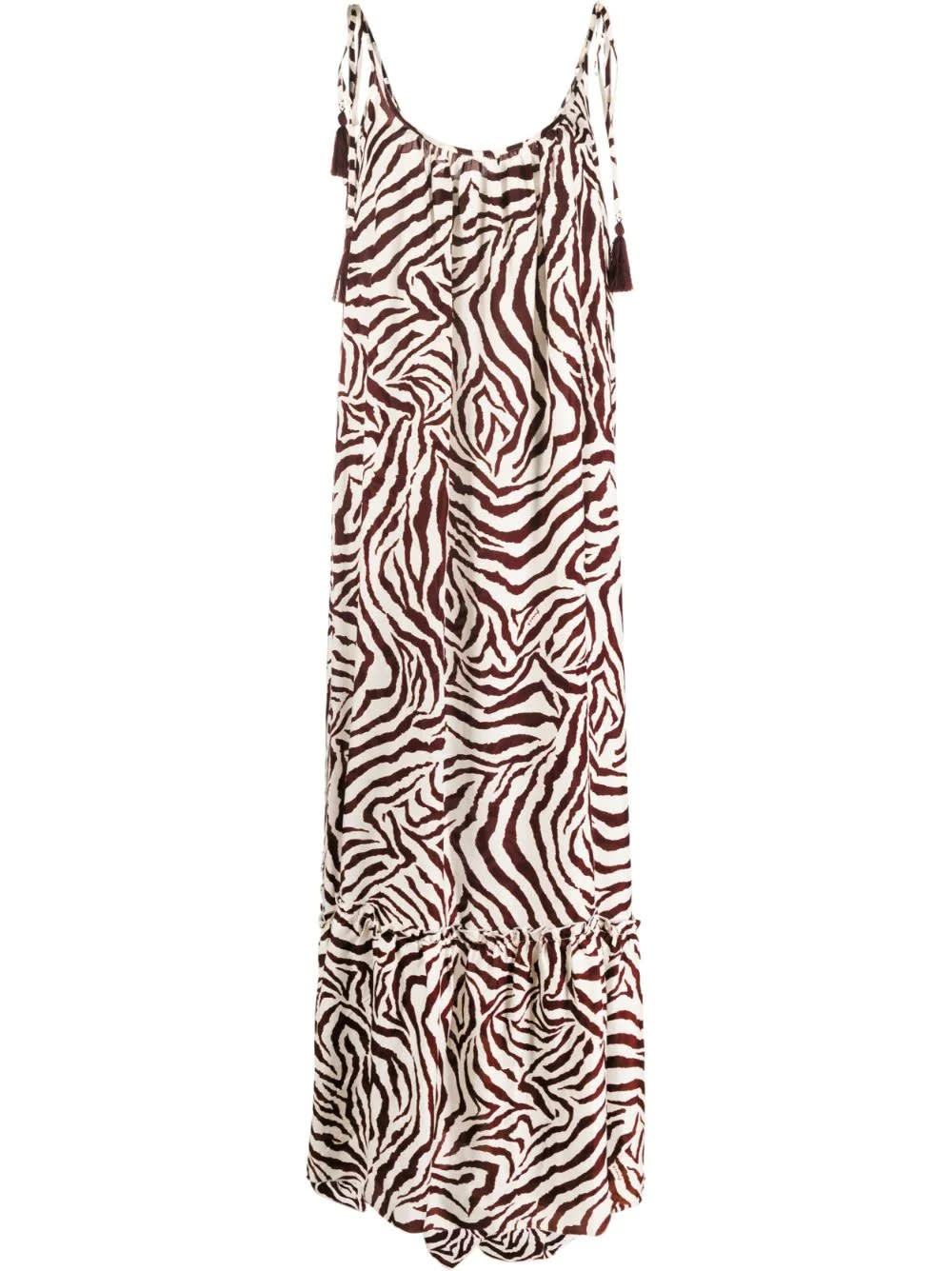Parosh Long Brown Sangria Dress With Thin Straps