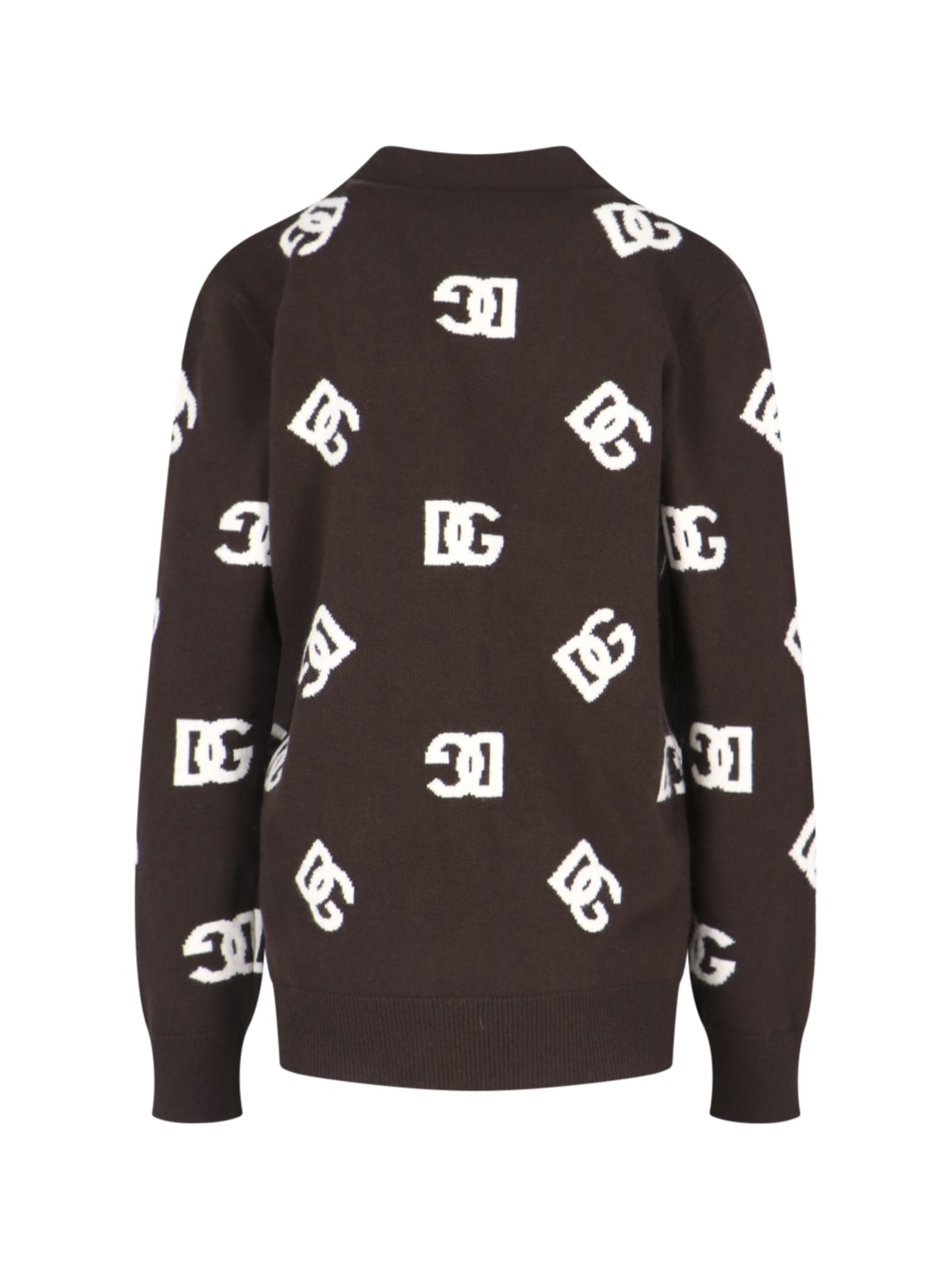 Shop Dolce & Gabbana Dg Monogram Cardigan In Brown