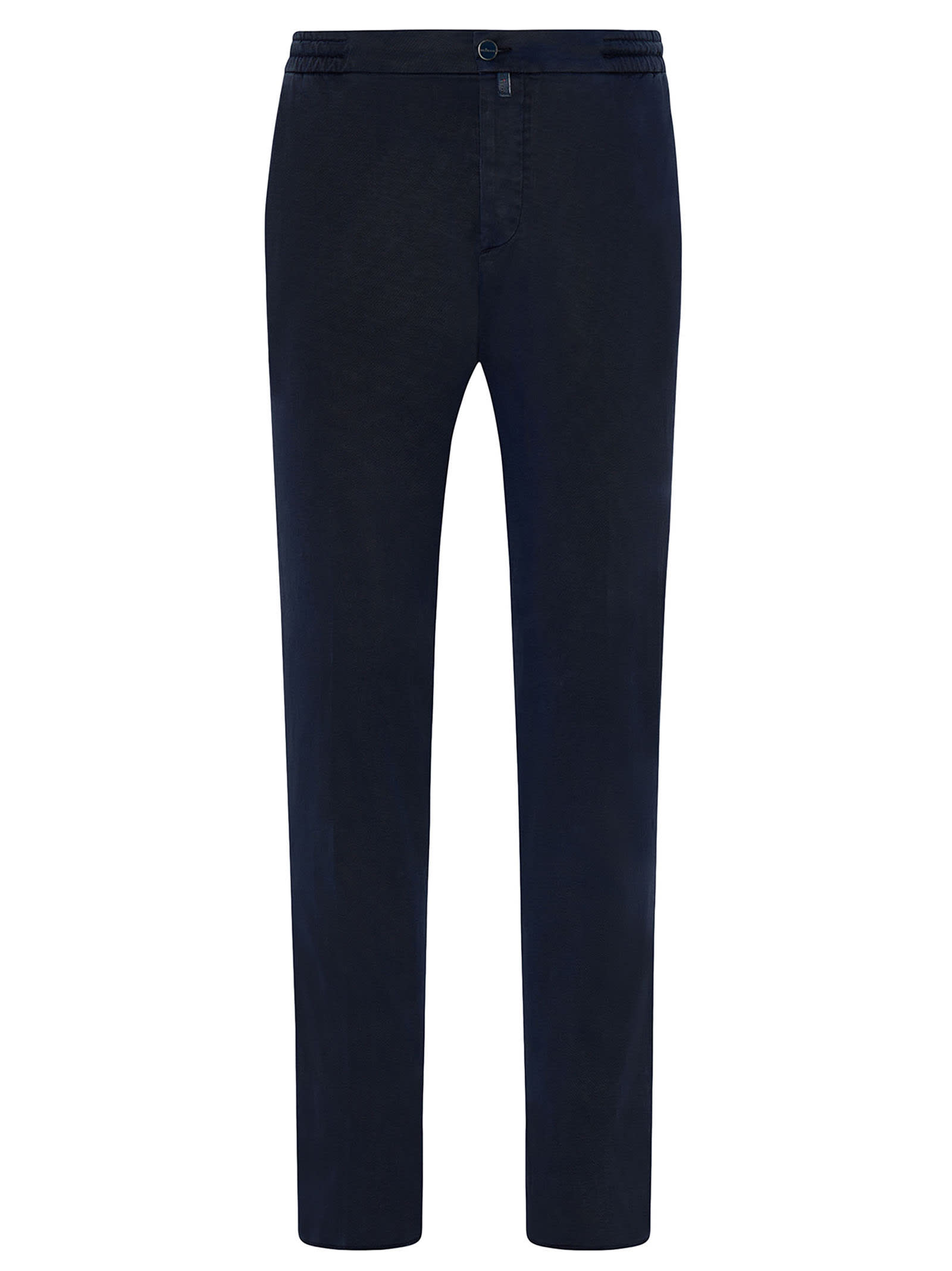 Shop Kiton Trousers Lyocell In Navy Blue