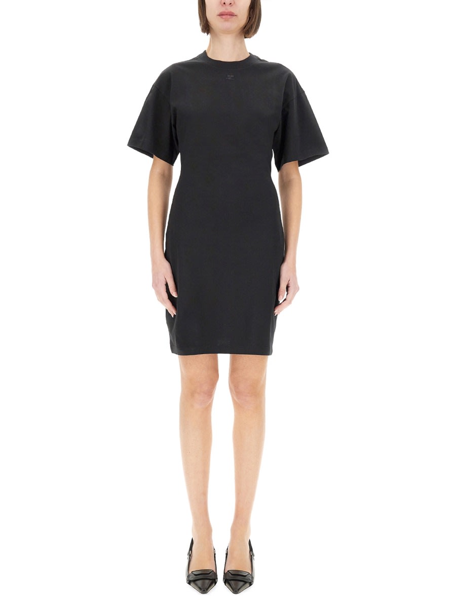 Courrèges Courregès Short Cotton Dress In Black