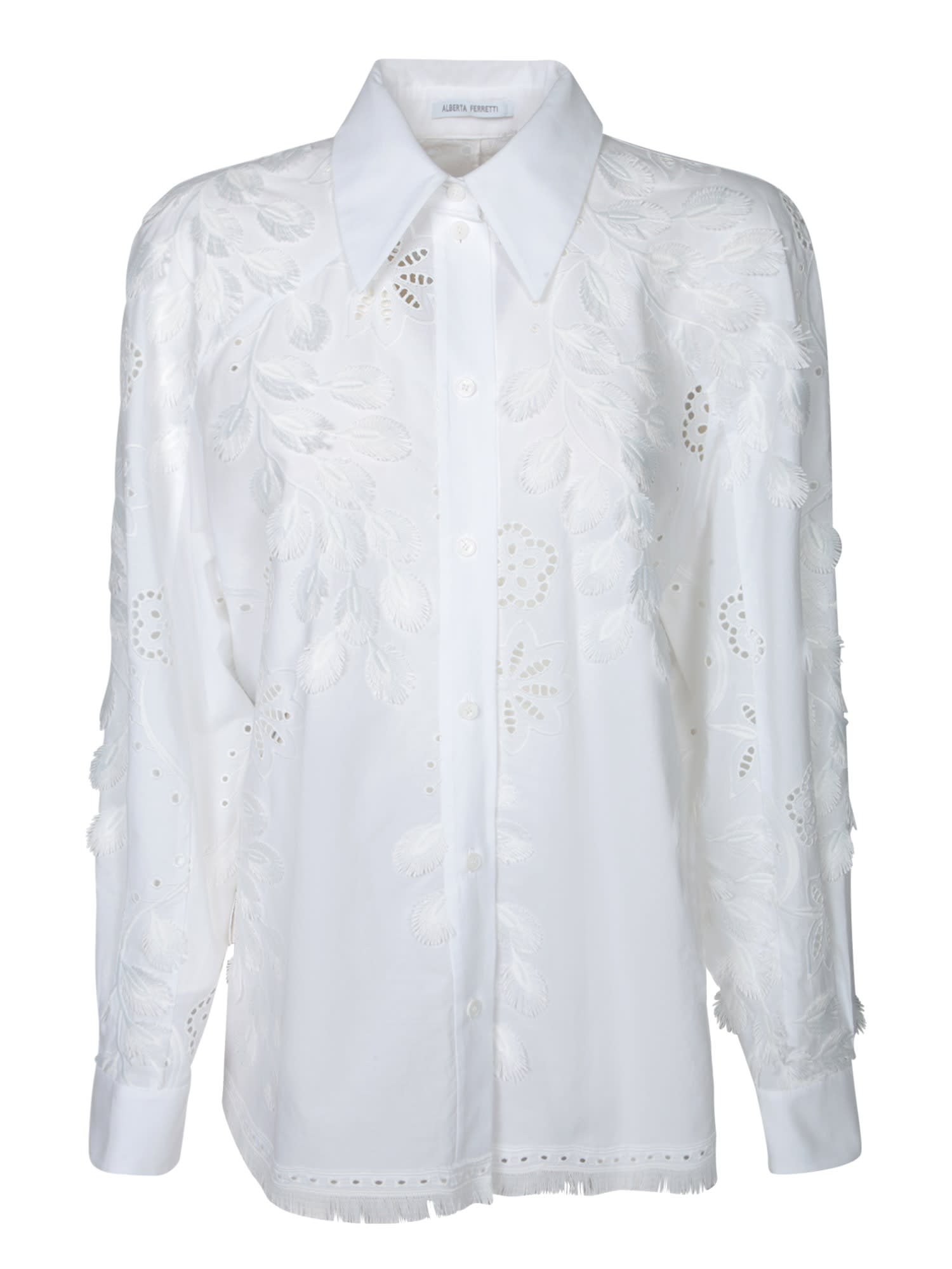 Alberta Ferretti Cut-out And Embroidery Detailed Shirt In Cotton Blend