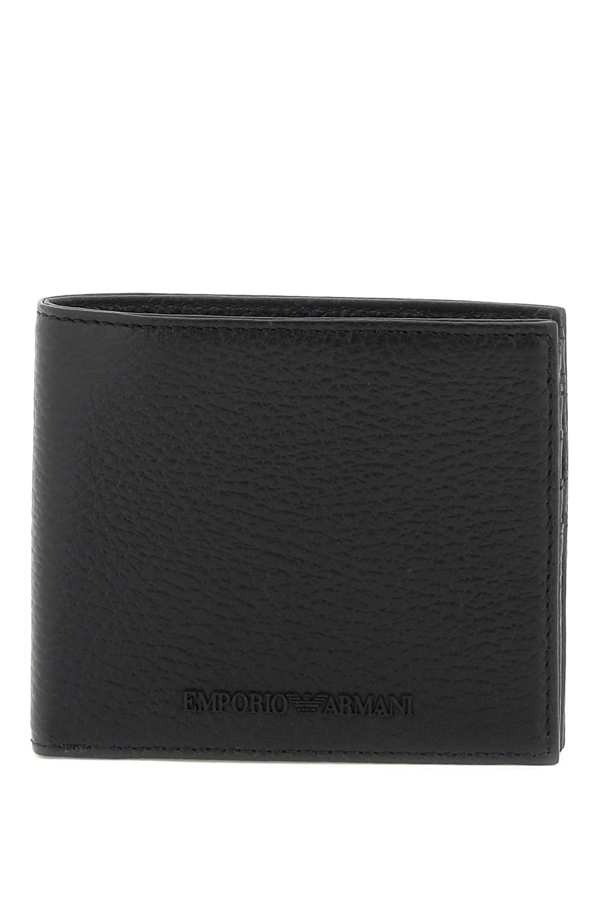 Emporio Armani Grained Leather Wallet In Black