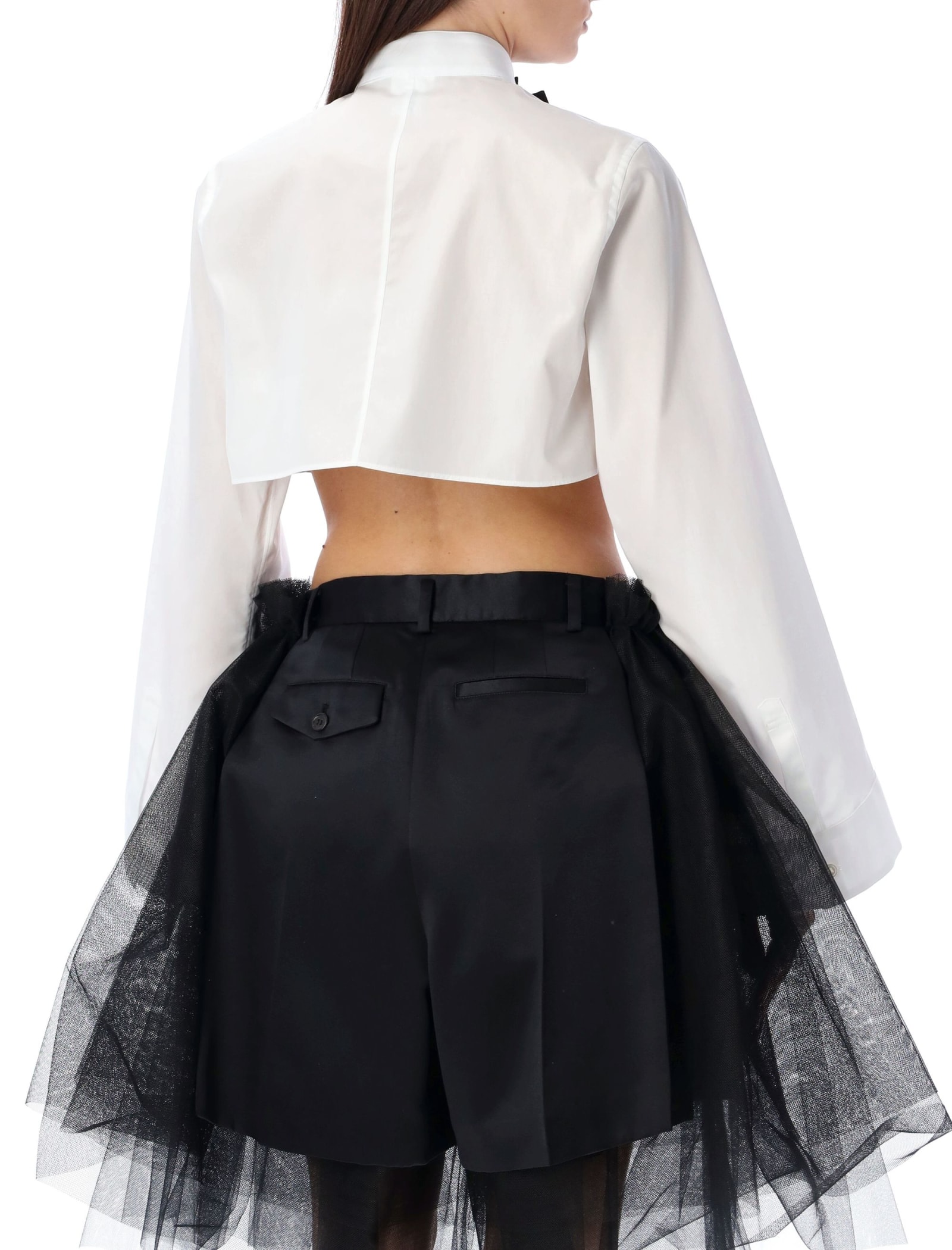 Shop Noir Kei Ninomiya Cropped Shirt In White Black