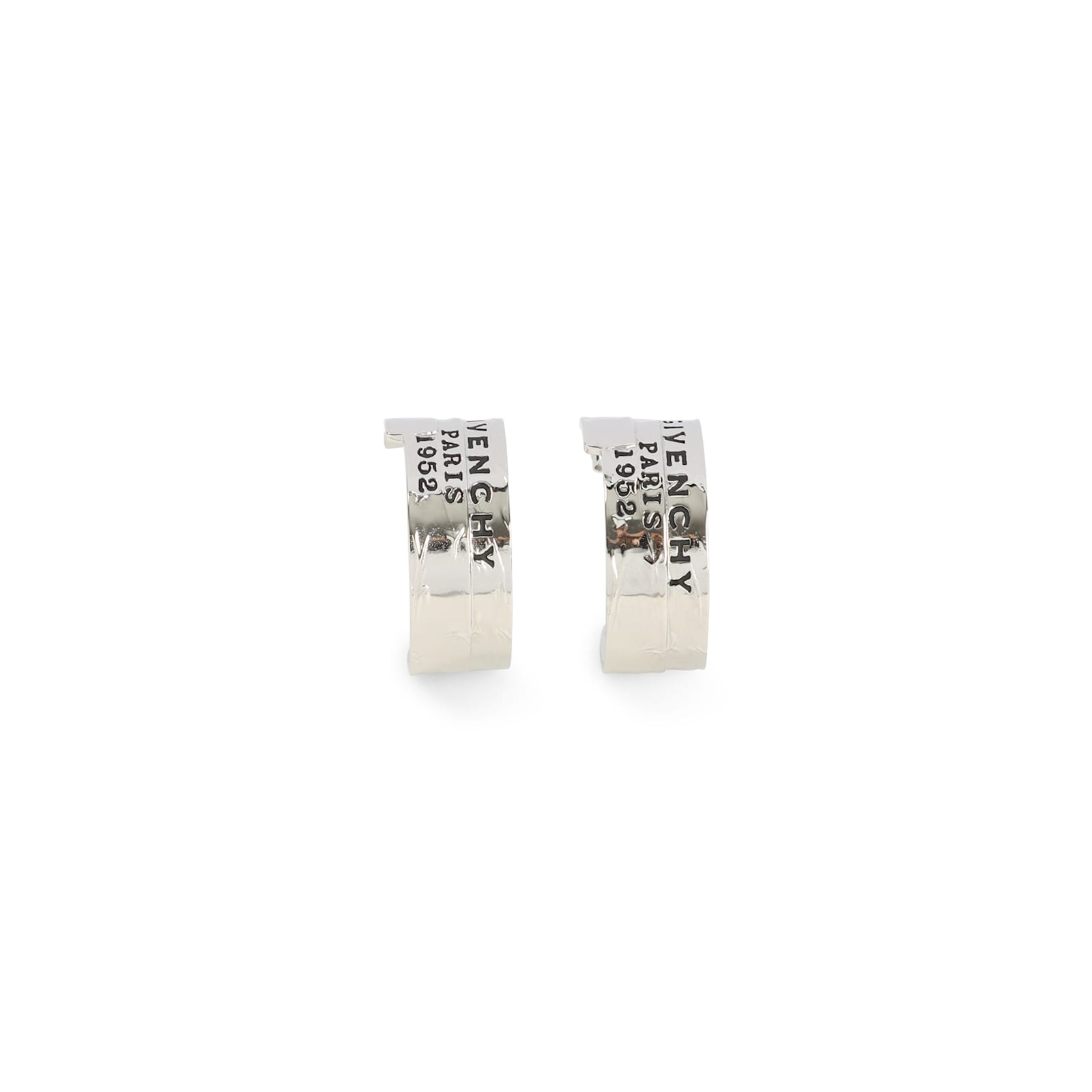 Givenchy Logo Engraved Tape Earrings In Silver