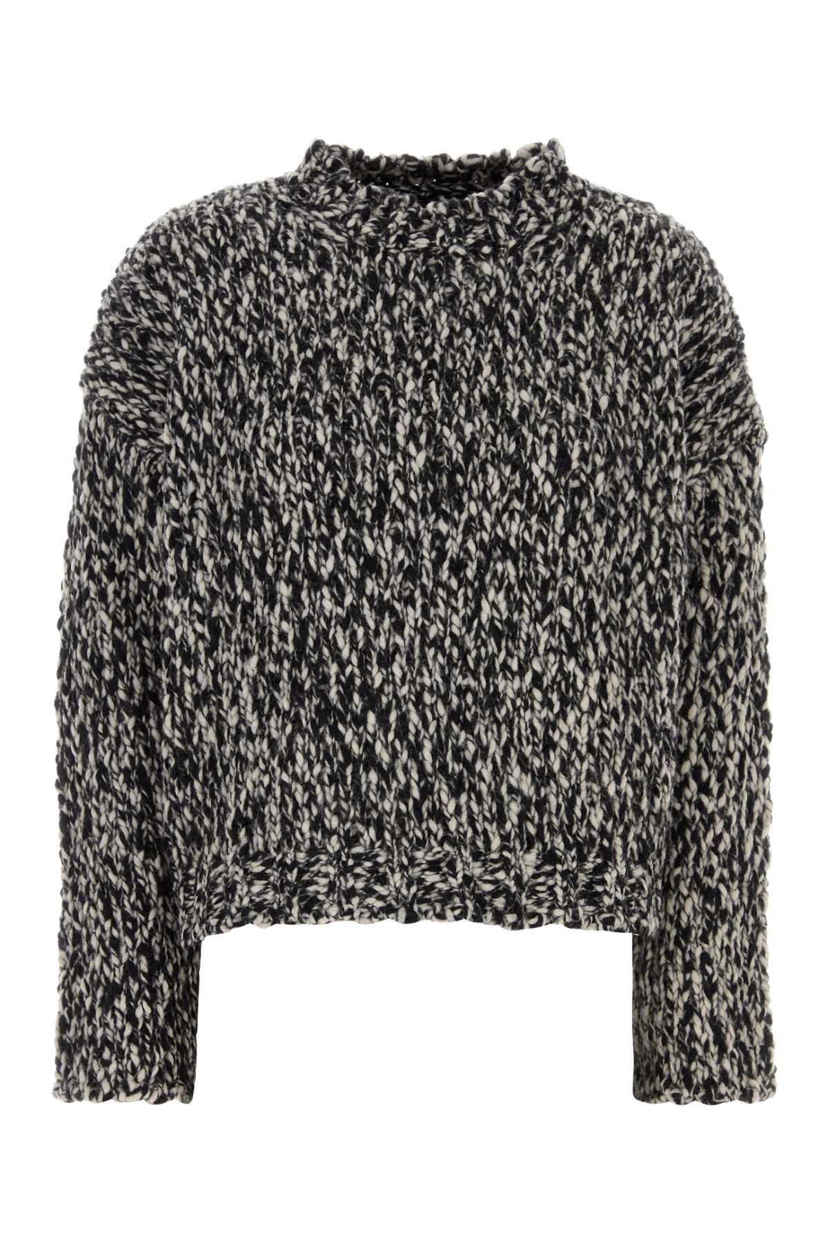 Weekend Max Mara Two-tone Wool Blend Crine Sweater In Gray