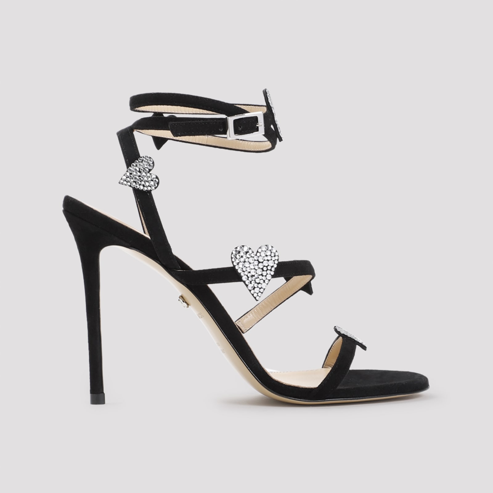 Shop Mach &amp; Mach Petit Coeur Black Suede Sandal