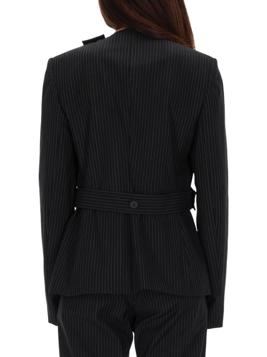 Courrèges Buckle Pinstripes Jacket In Black