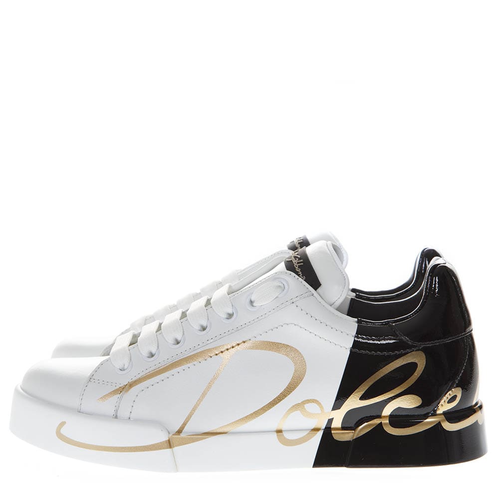 Dolce & Gabbana Dolce & Gabbana White And Black Portofino Sneakers In ...