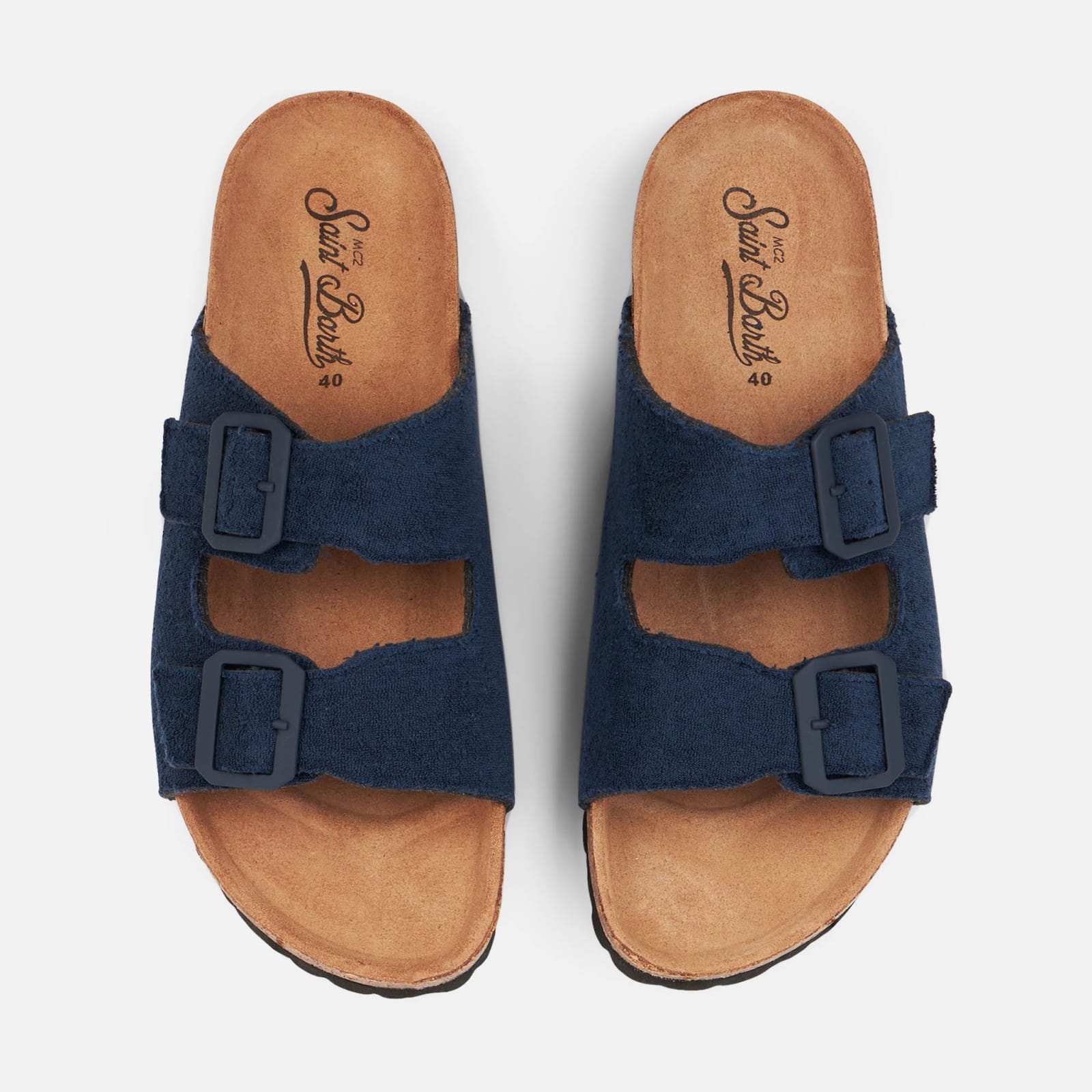 Shop Mc2 Saint Barth Blue Terry Man Sandals