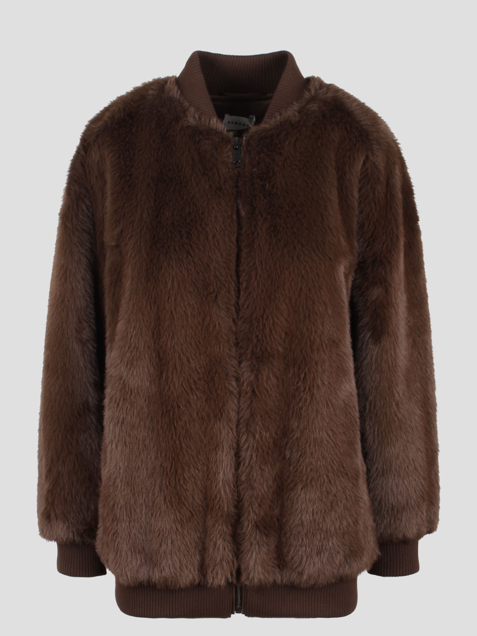 Parosh Pathos Faux Fur Bomber Jacket