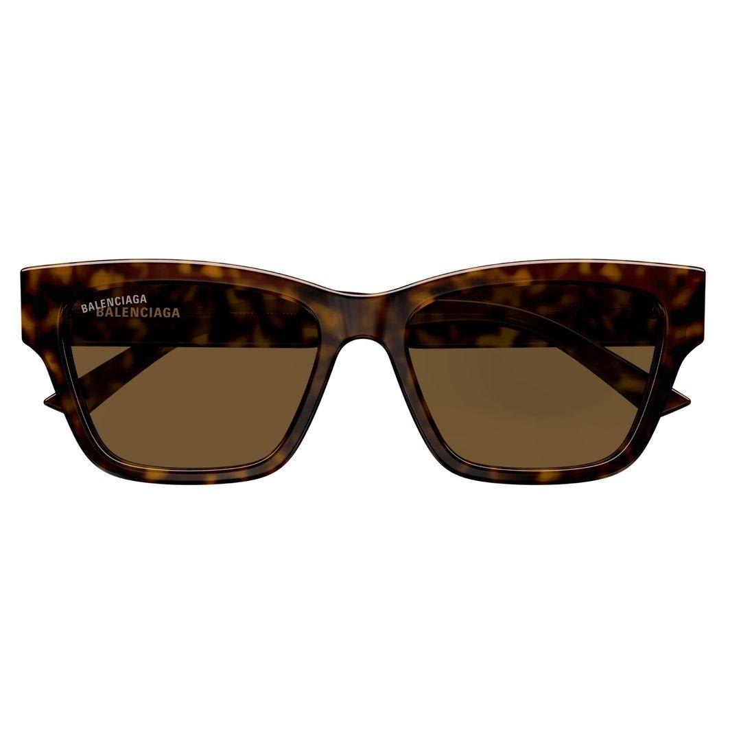 Shop Balenciaga Rectangular Frame Sunglasses In 002 Havana Havana Brown