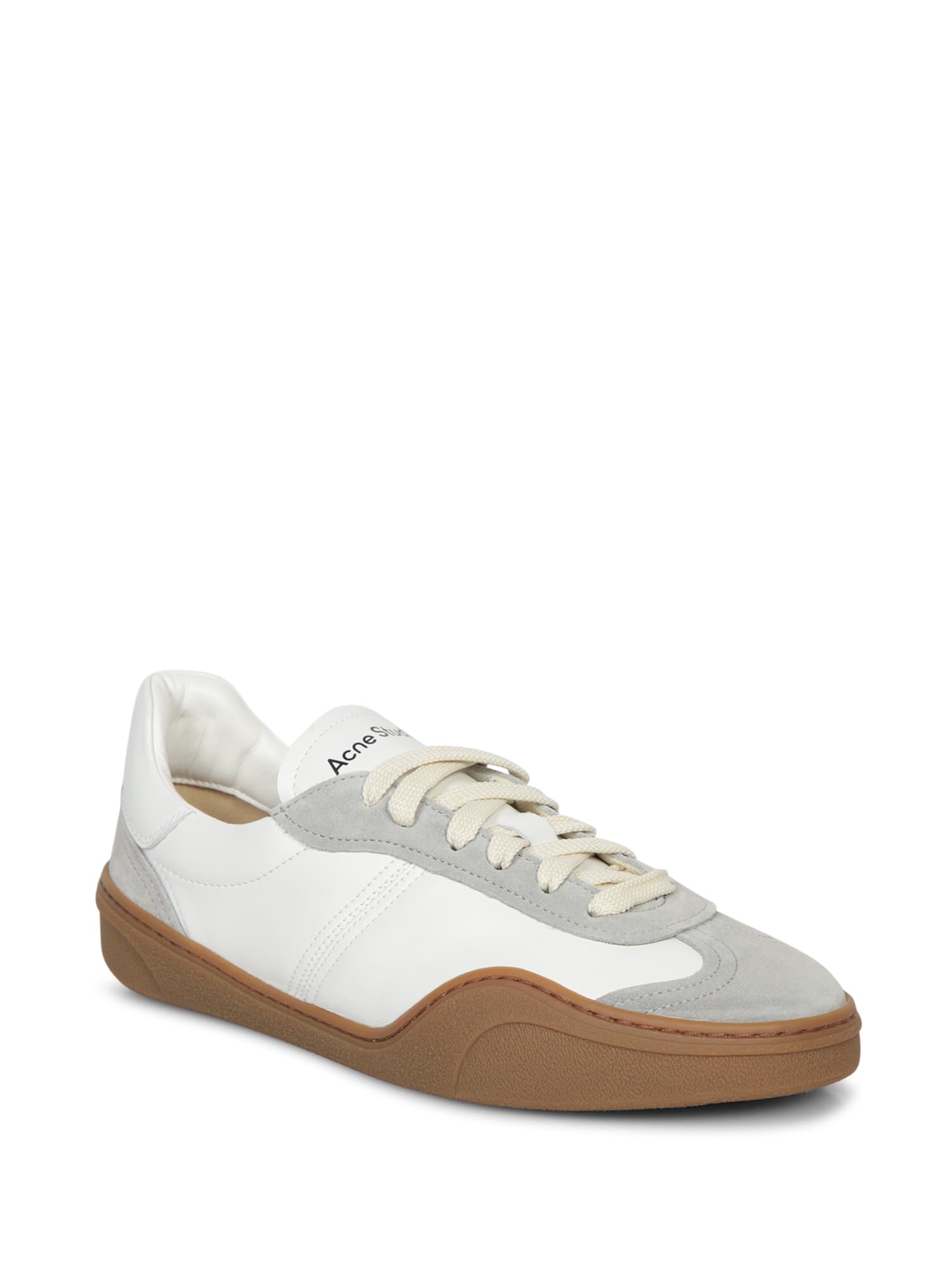 Shop Acne Studios Bars Beige And White Sneakers