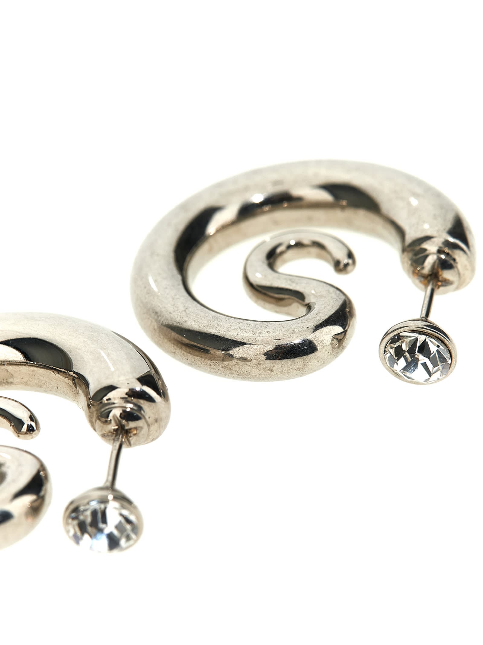 Shop Panconesi Diamond Serpent Earrings In Silver