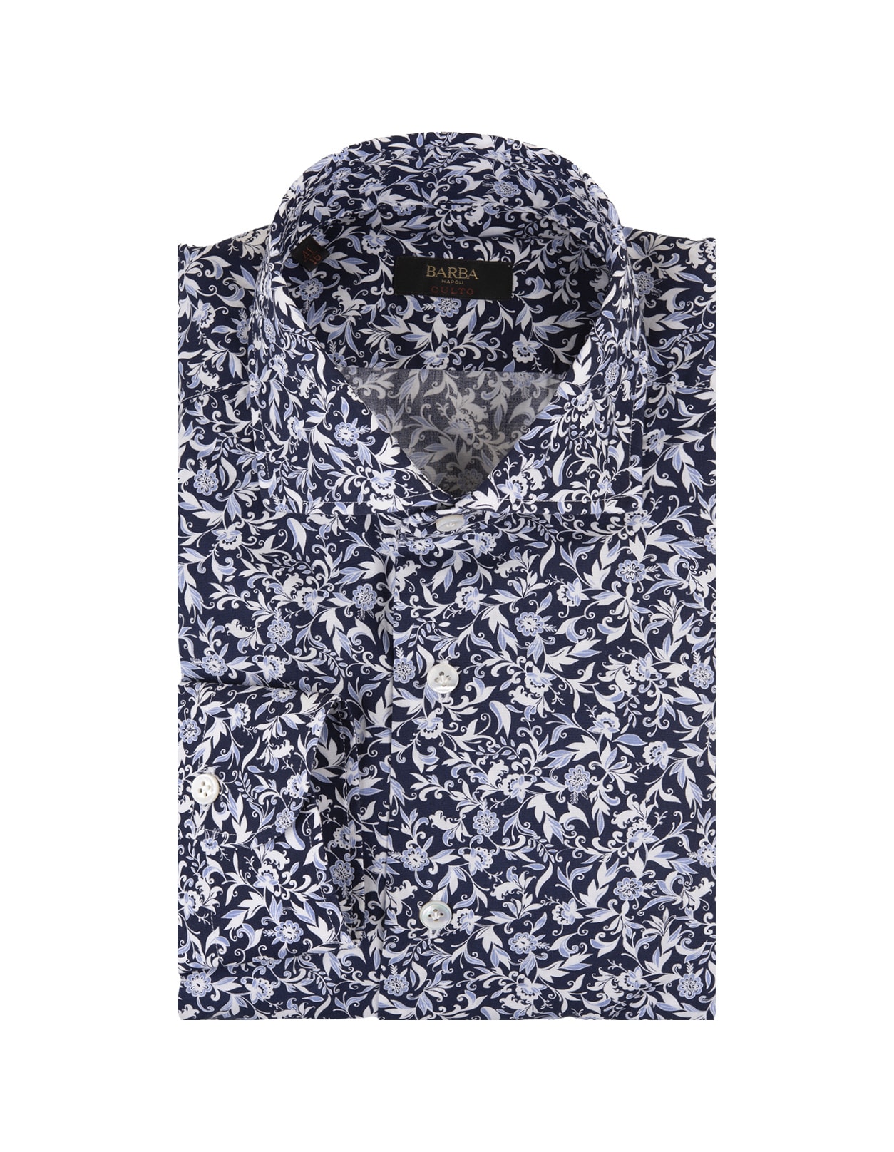 Shop Barba Napoli Blue Cotton Shirt With Floral Print