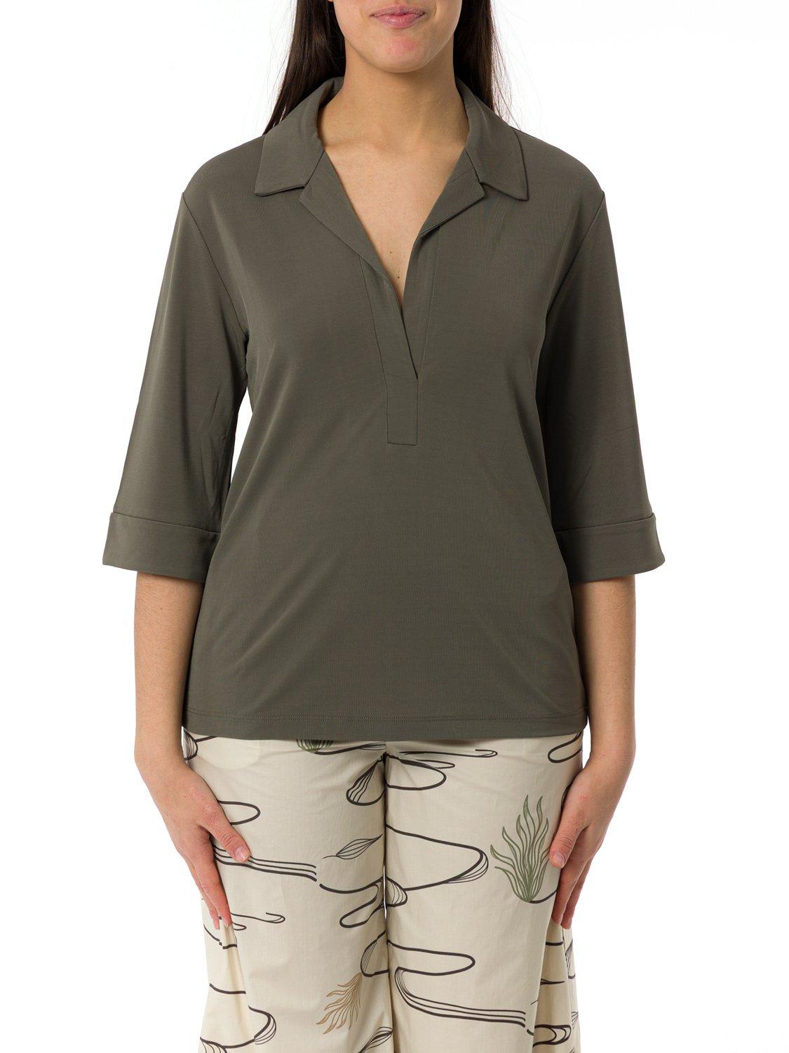 Max Mara V-neck Three-quarter-sleeved Blouse In Green
