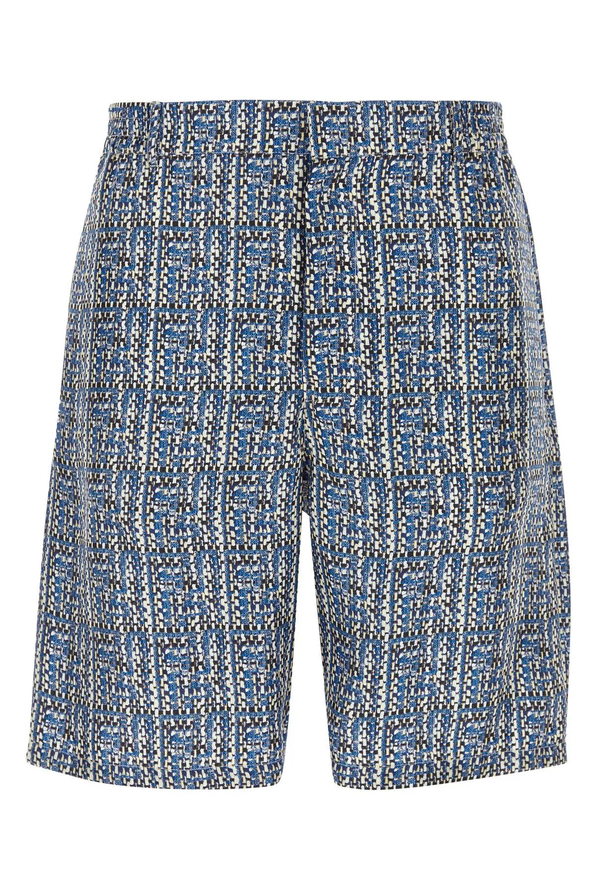 Shop Fendi Printed Silk Bermuda Shorts