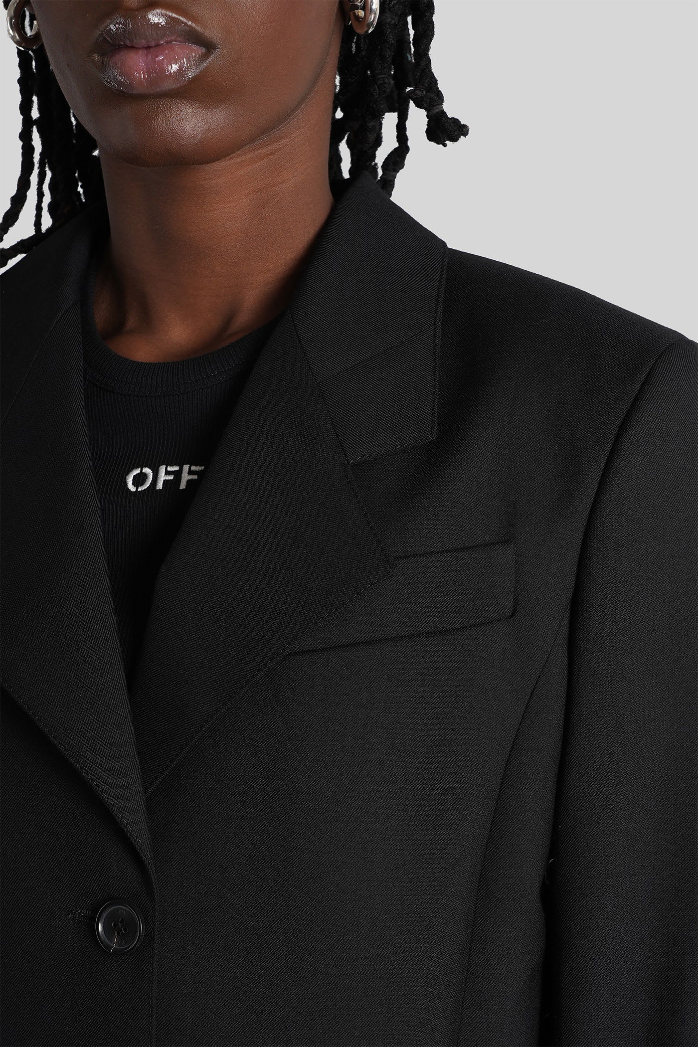 Off-white Blazer In Black Wool In Black