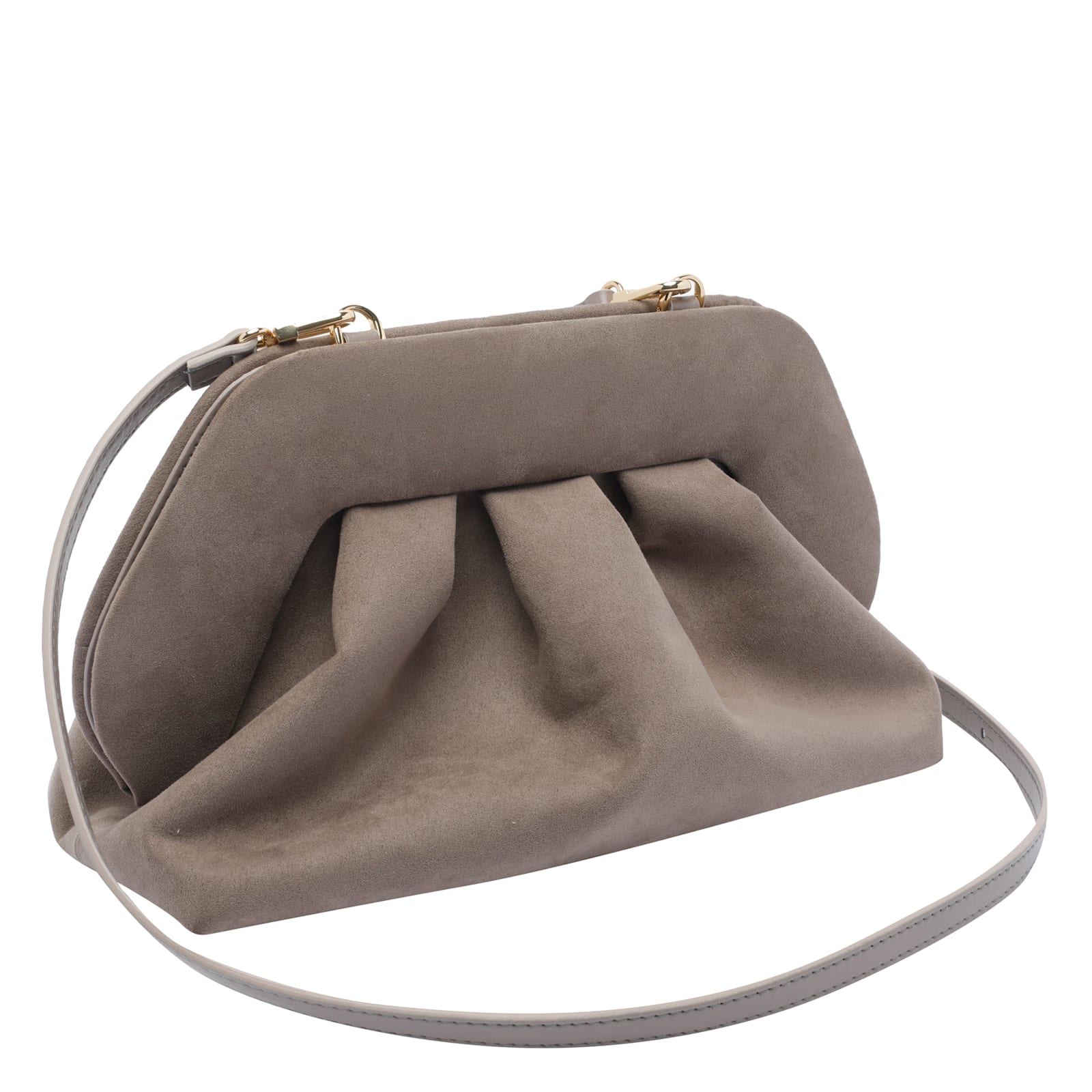 Themoirè Tia Suede Clutch In Gray