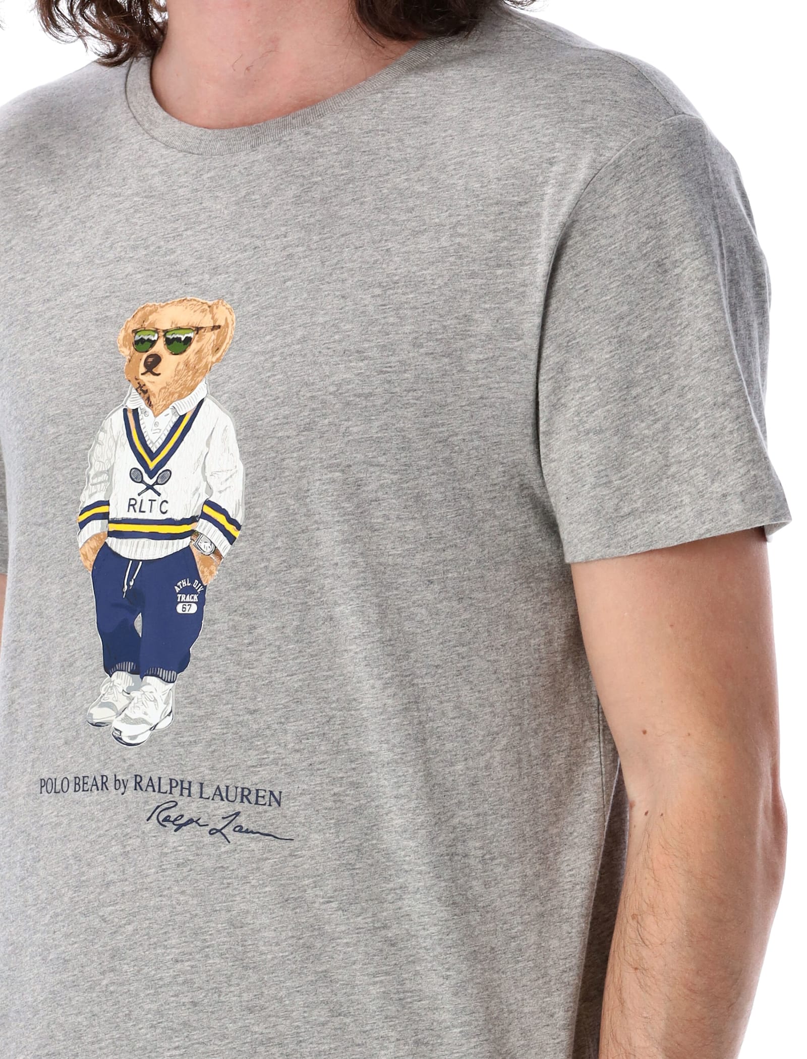 Polo Ralph Lauren Grey Polo Bear Custom Slim-fit T-shirt In Grey Mel