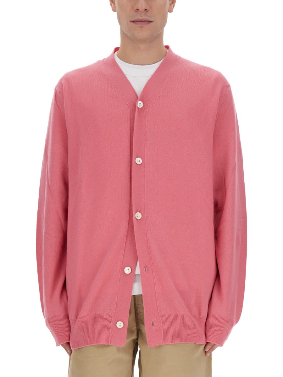 Shop Comme Des Garçons Shirt Wool Cardigan In Pink