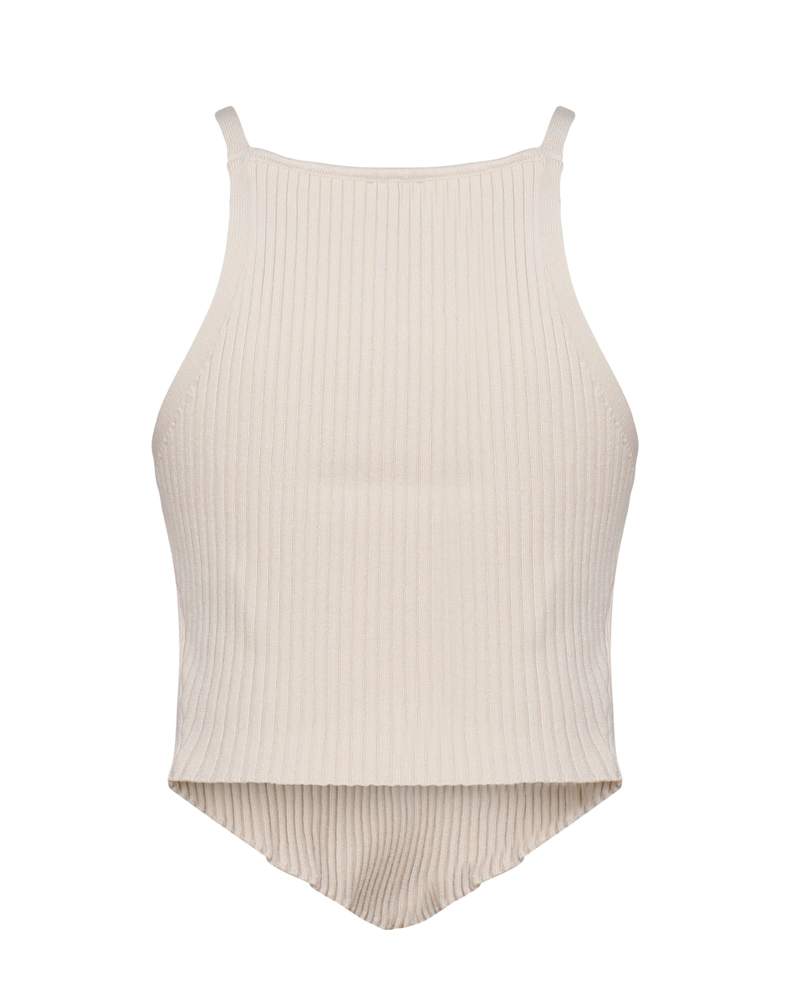 Shop Courrèges Ribbed Sleeveless Top In Beige