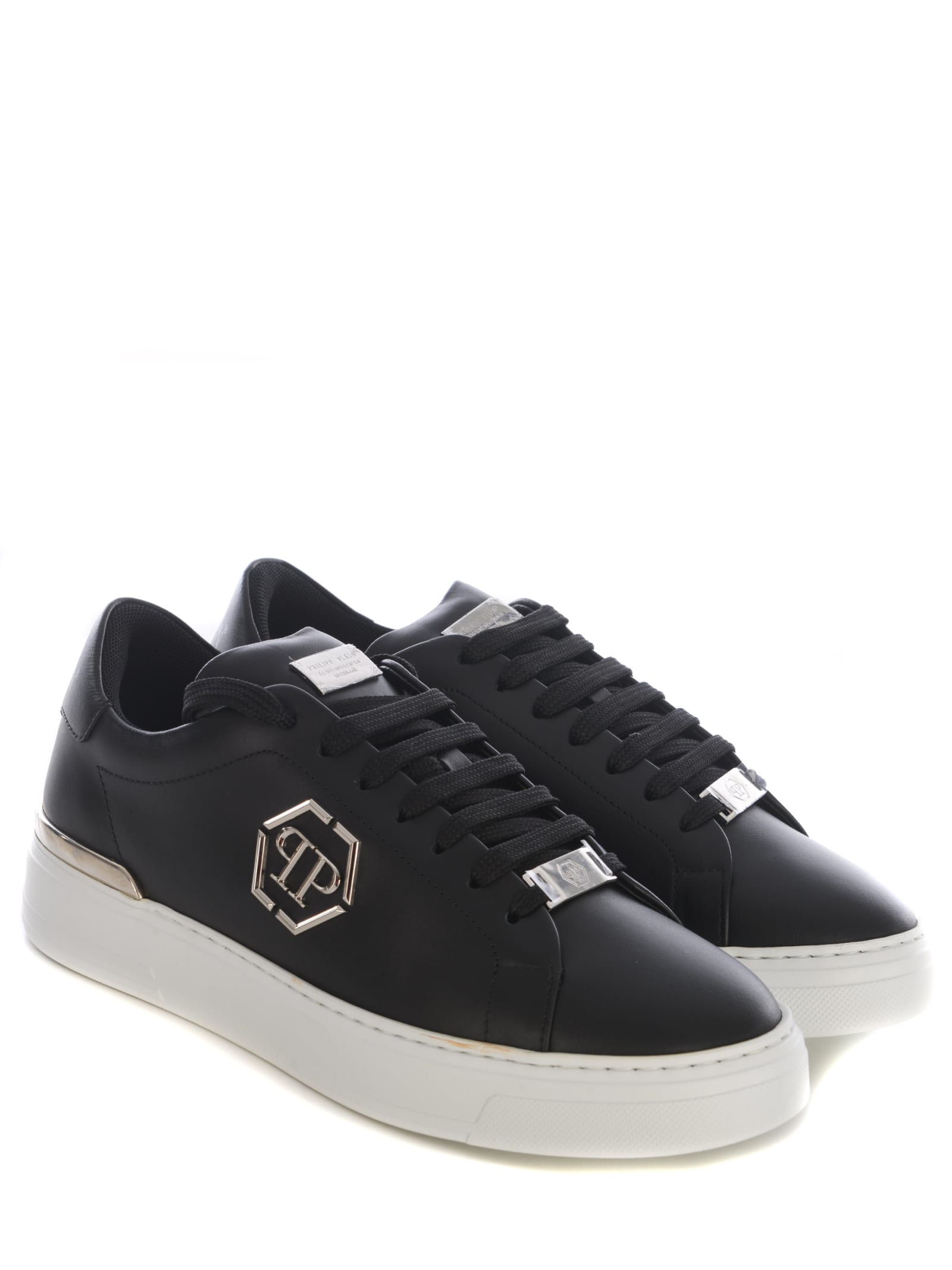 Shop Philipp Plein Sneakers  Hexagon In Leather In Black