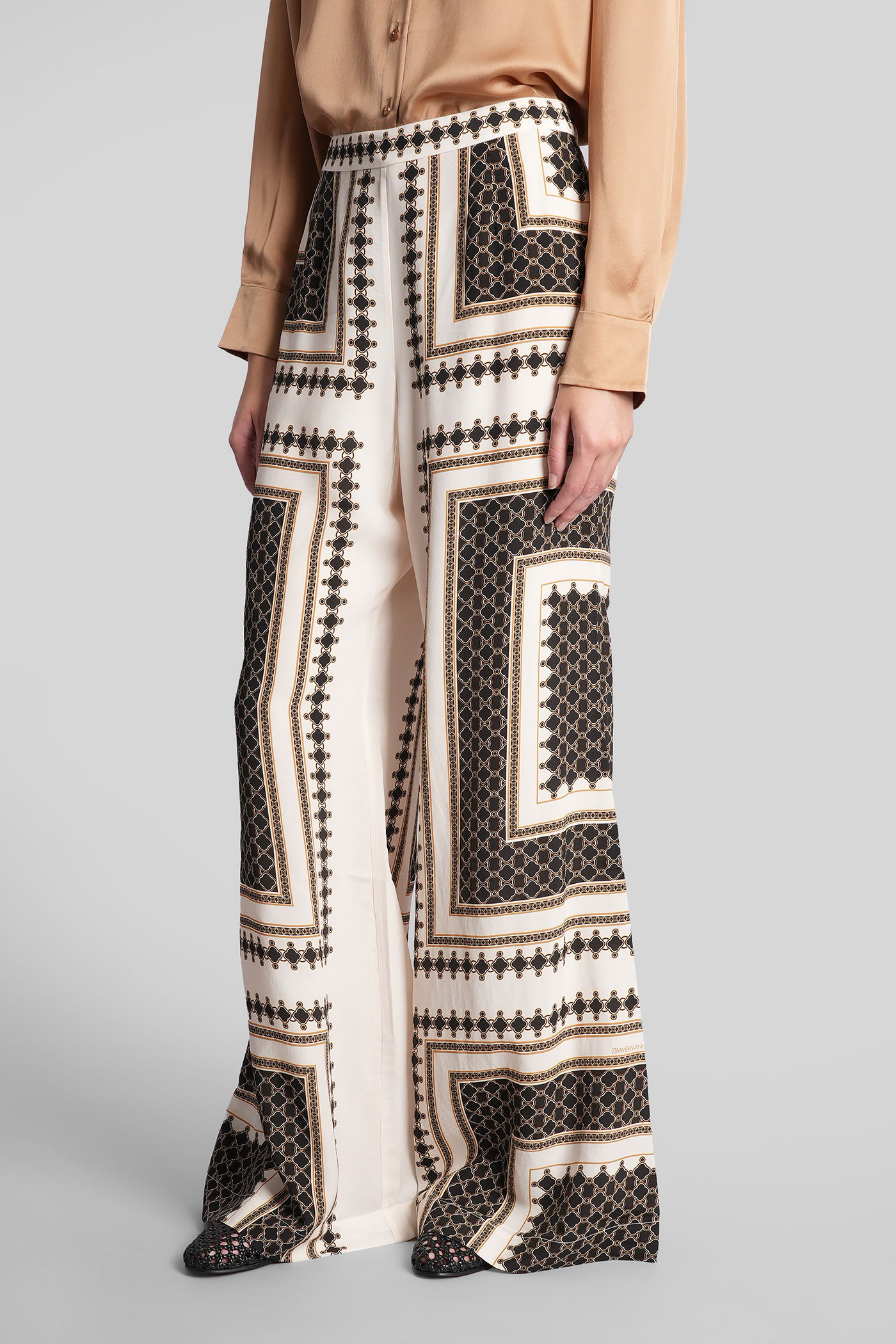Zimmermann Geometric-print Trousers In Neutral