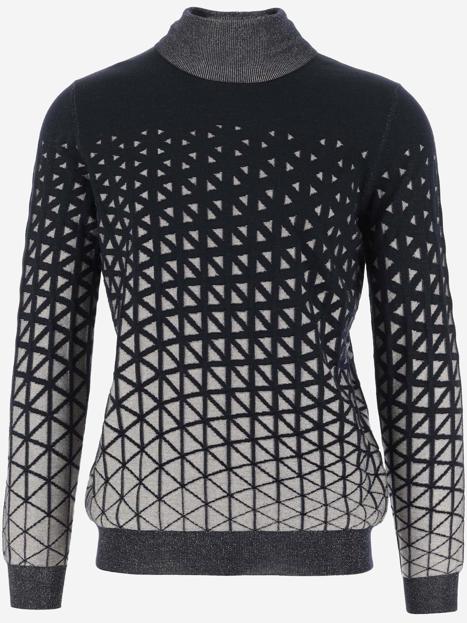 Shop Giorgio Armani Wool Blend Sweater With Geometric Pattern In Red