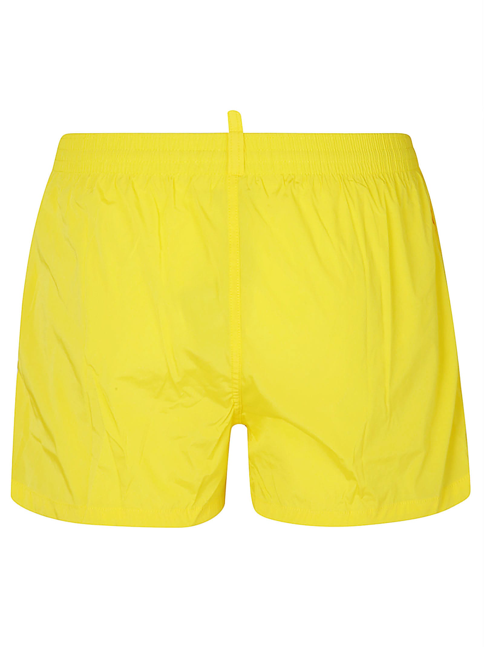 Shop Dsquared2 Leaf Logo Print Swim Shorts In Yellow