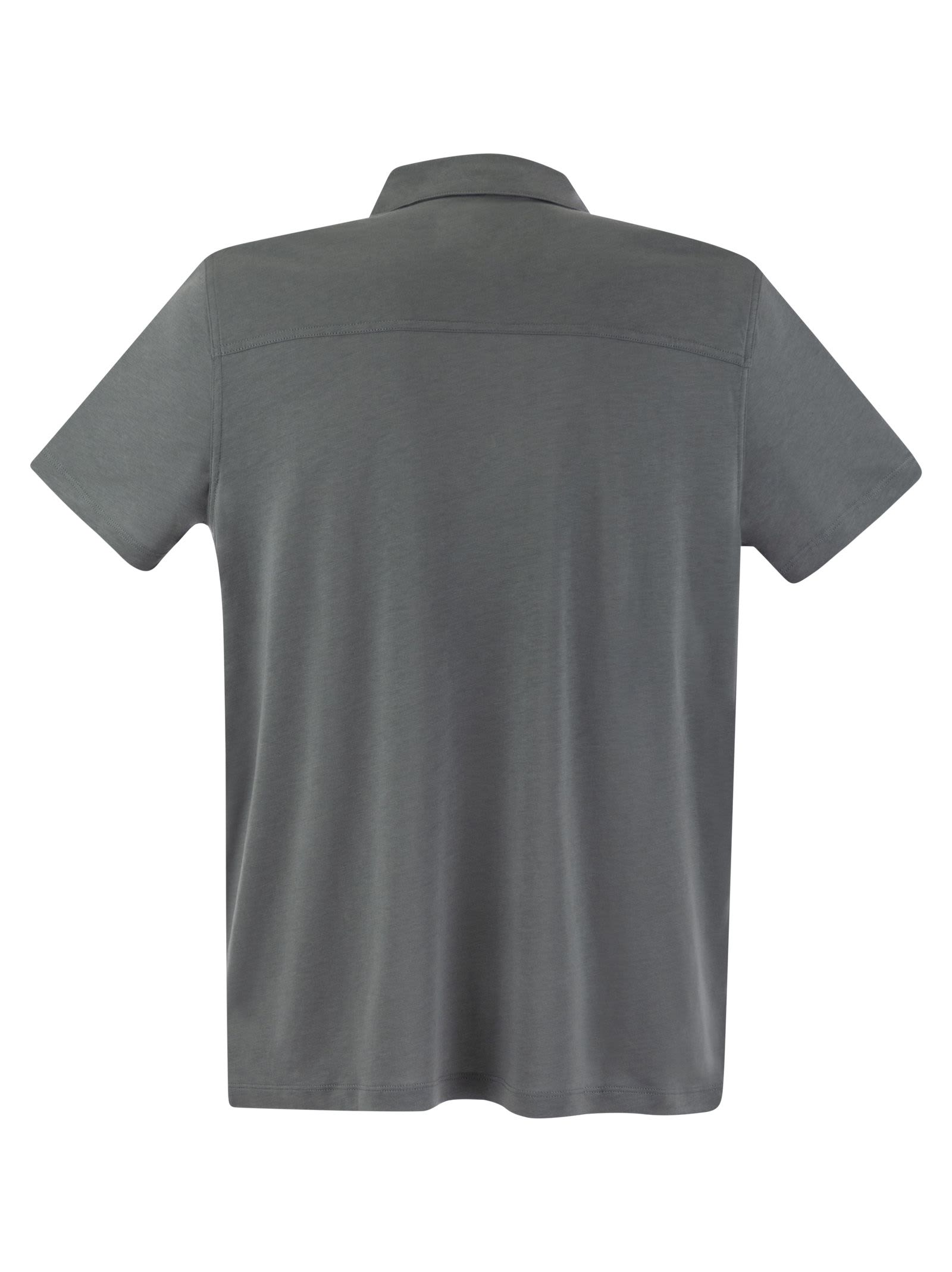 Shop Majestic Short-sleeved Polo Shirt In Lyocell In Grey