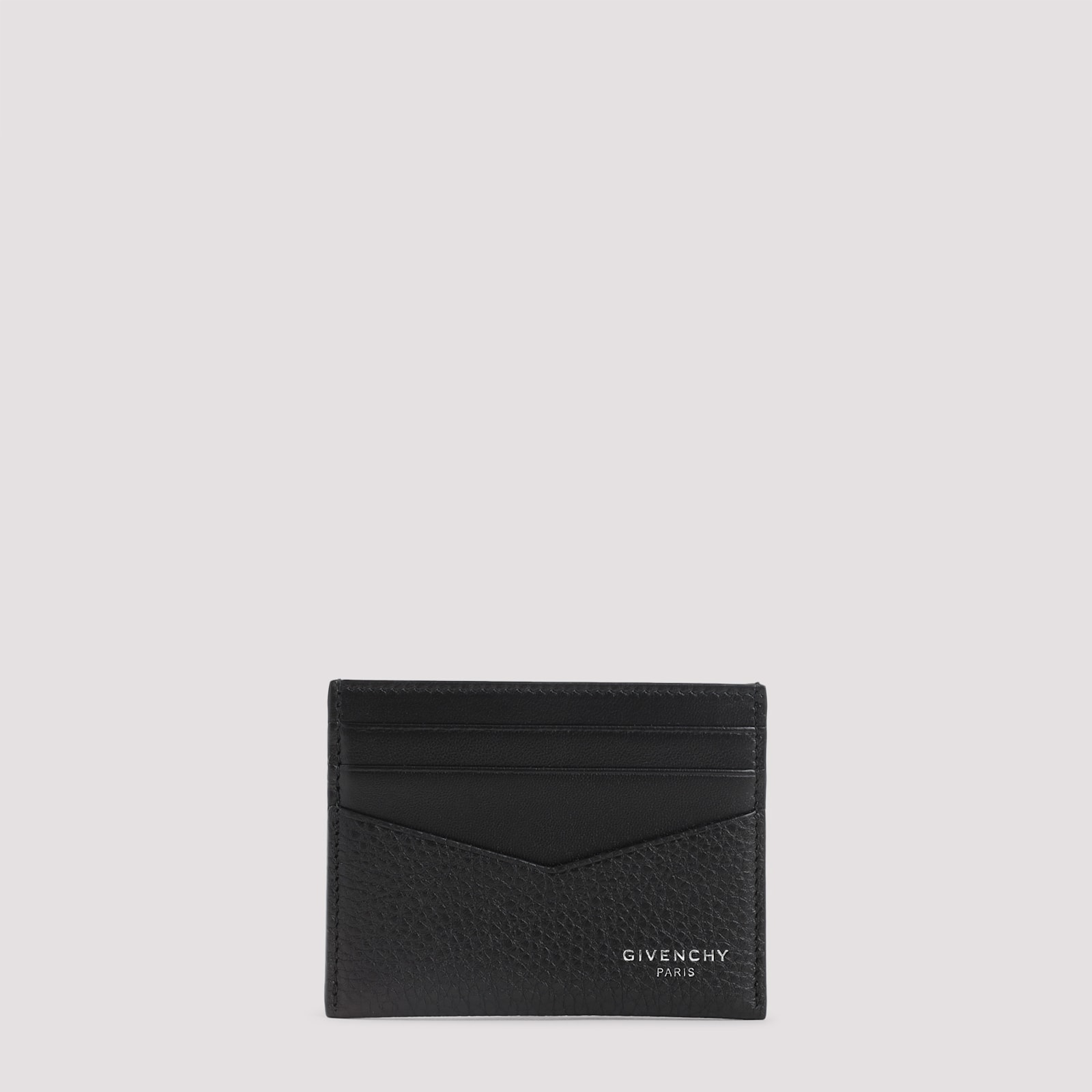 Givenchy Black Card Holder With V Detail And Logo Lettering On The Front In Leather Man In Black
