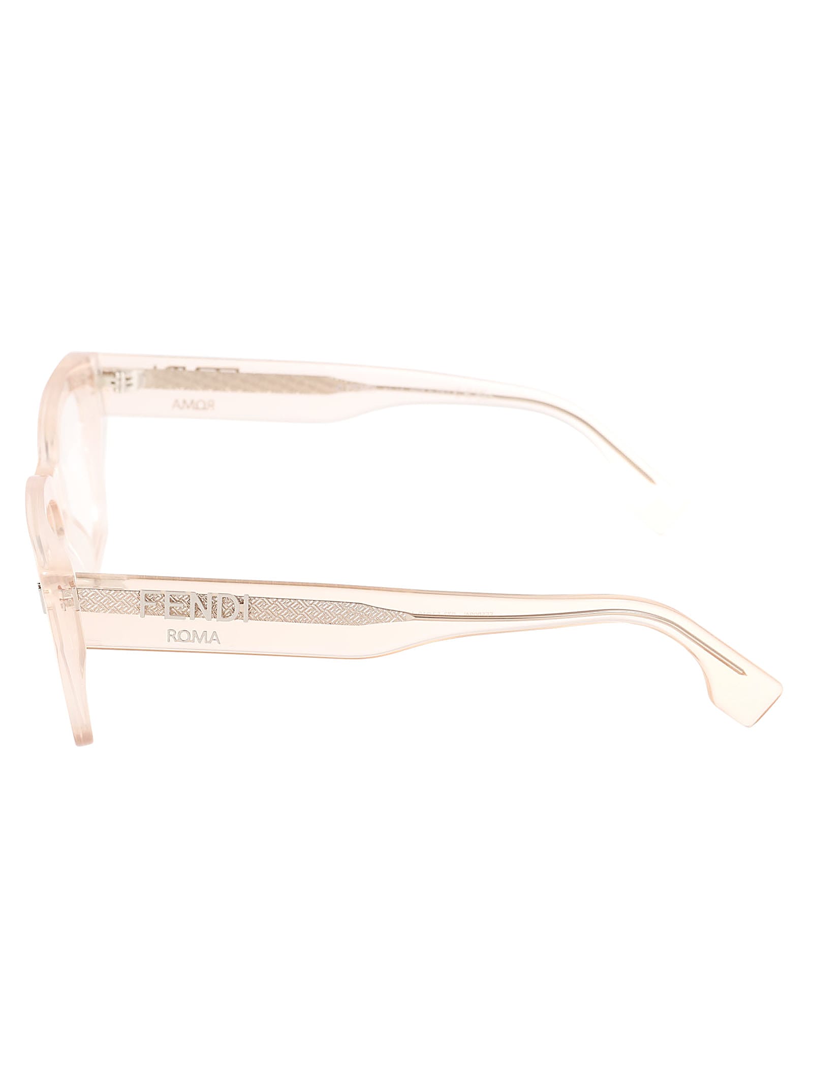 Shop Fendi Logo Sided Clear Frame Glasses In 072 - Rose