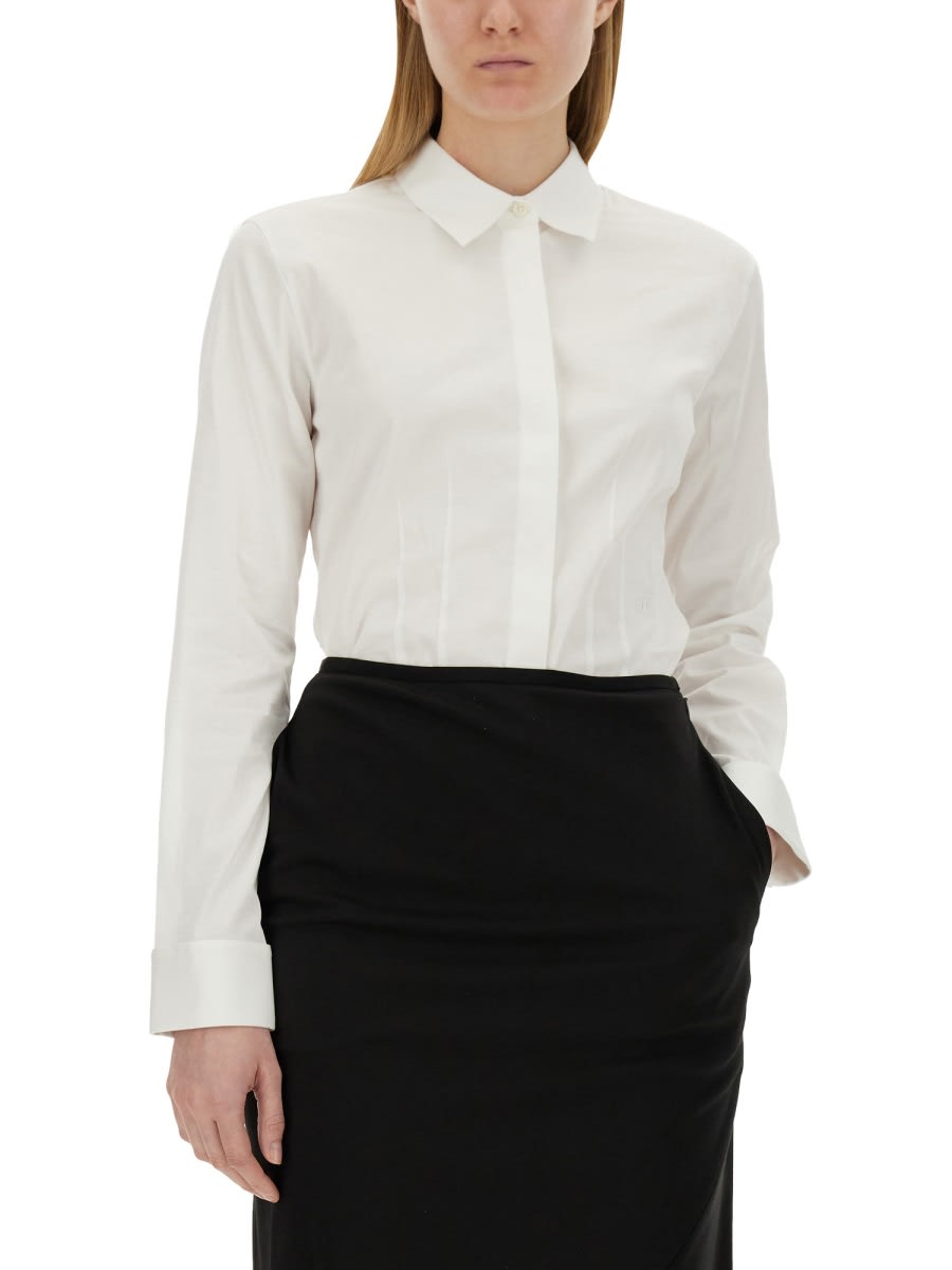 Shop Helmut Lang Poplin Fitted Shirt In White