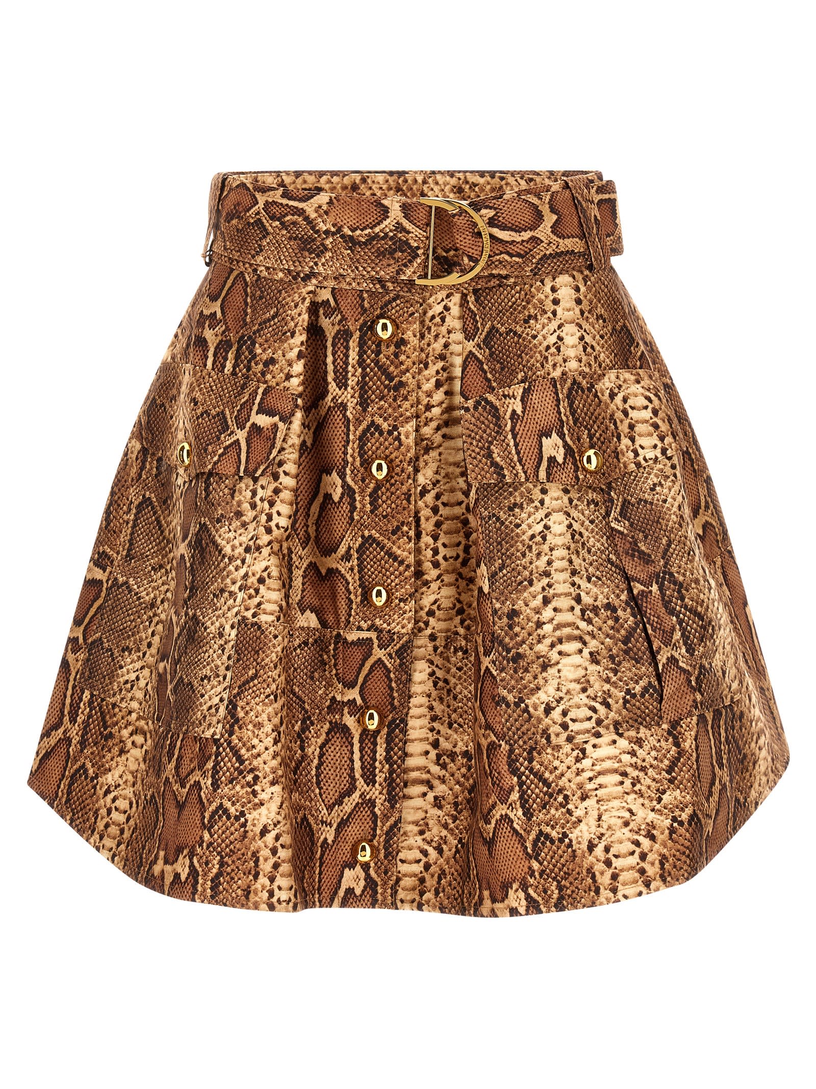 Zimmermann Hypnotic Utility Mini Skirt In Brown