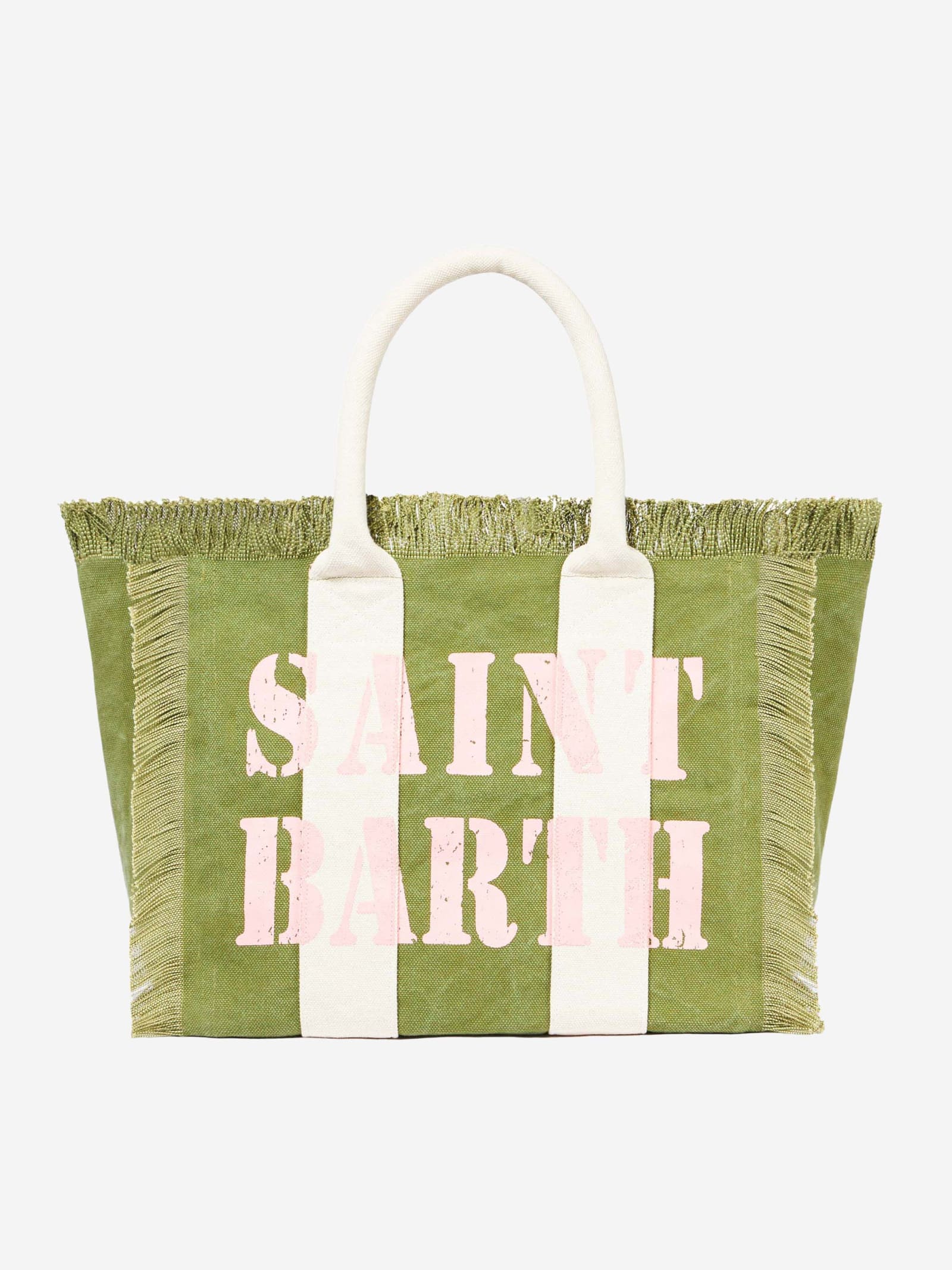 Mc2 Saint Barth Vanity Canvas Shoulder Bag With Logo Print