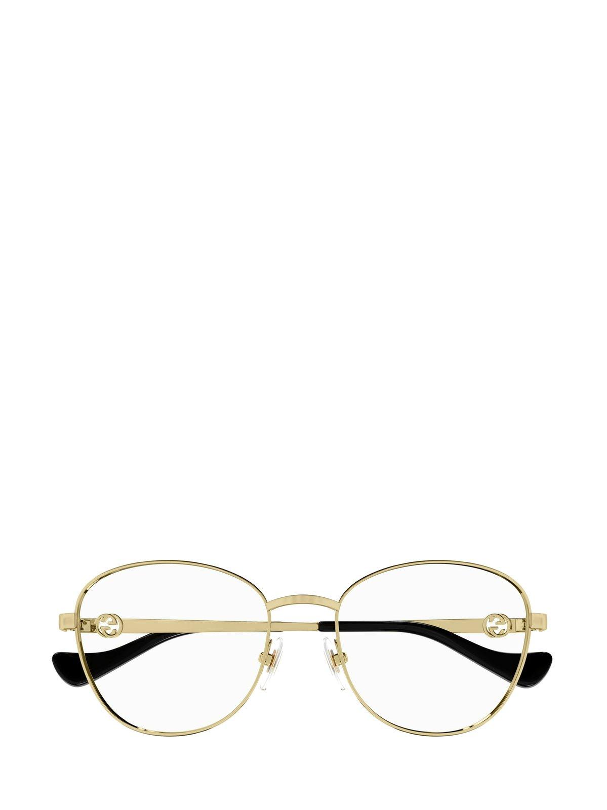 Shop Gucci Round-frame Glasses In 001 Gold Gold Transparent