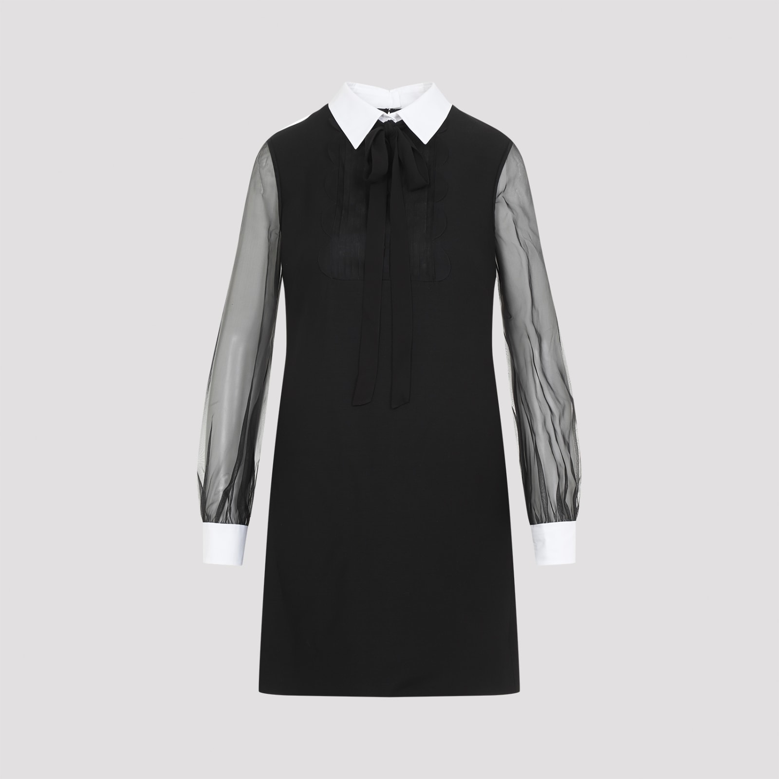 Shop Valentino Mini Smoking Dress In Ni Nero Bianco