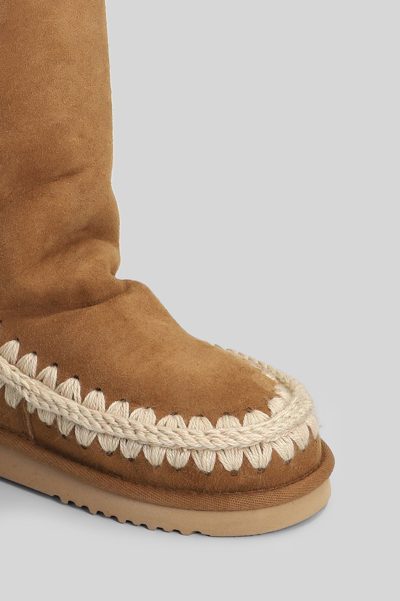 Mou Eskimo 40 Low Heels Boots In Leather Color Suede In Brown