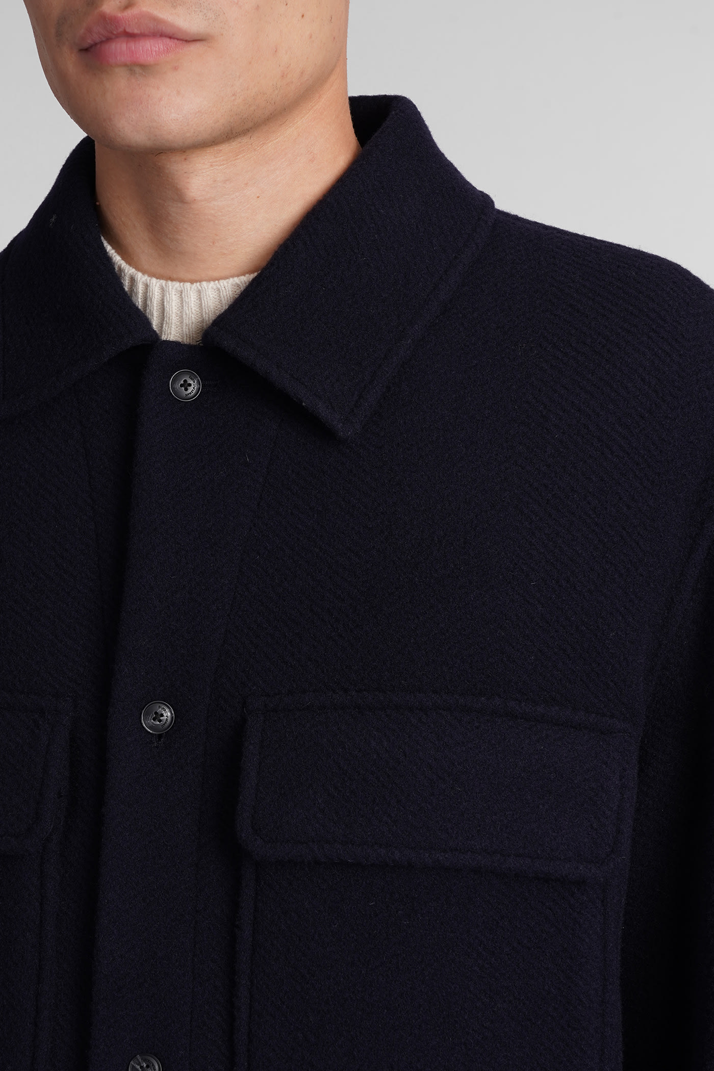 Shop Emporio Armani Casual Jacket In Blue Wool