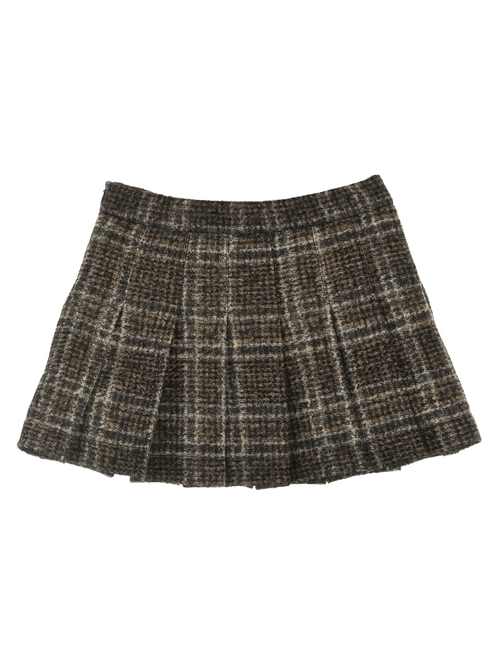 Shop Douuod Check Pleated Skirt In Grigio
