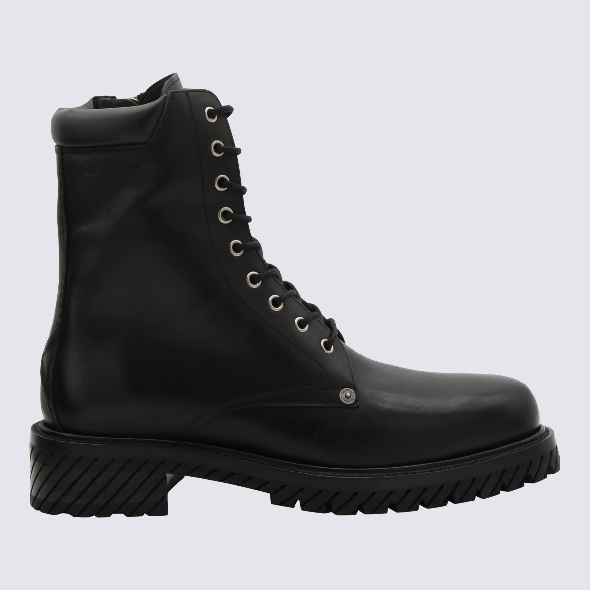 Off-white Black Leather Diag Boots