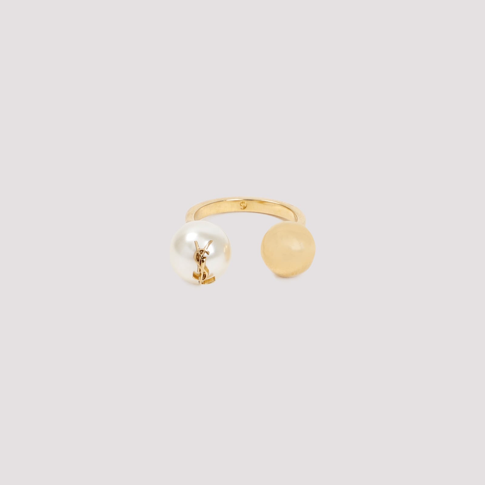 Shop Saint Laurent Bague Boule Ysl Ring In Creme