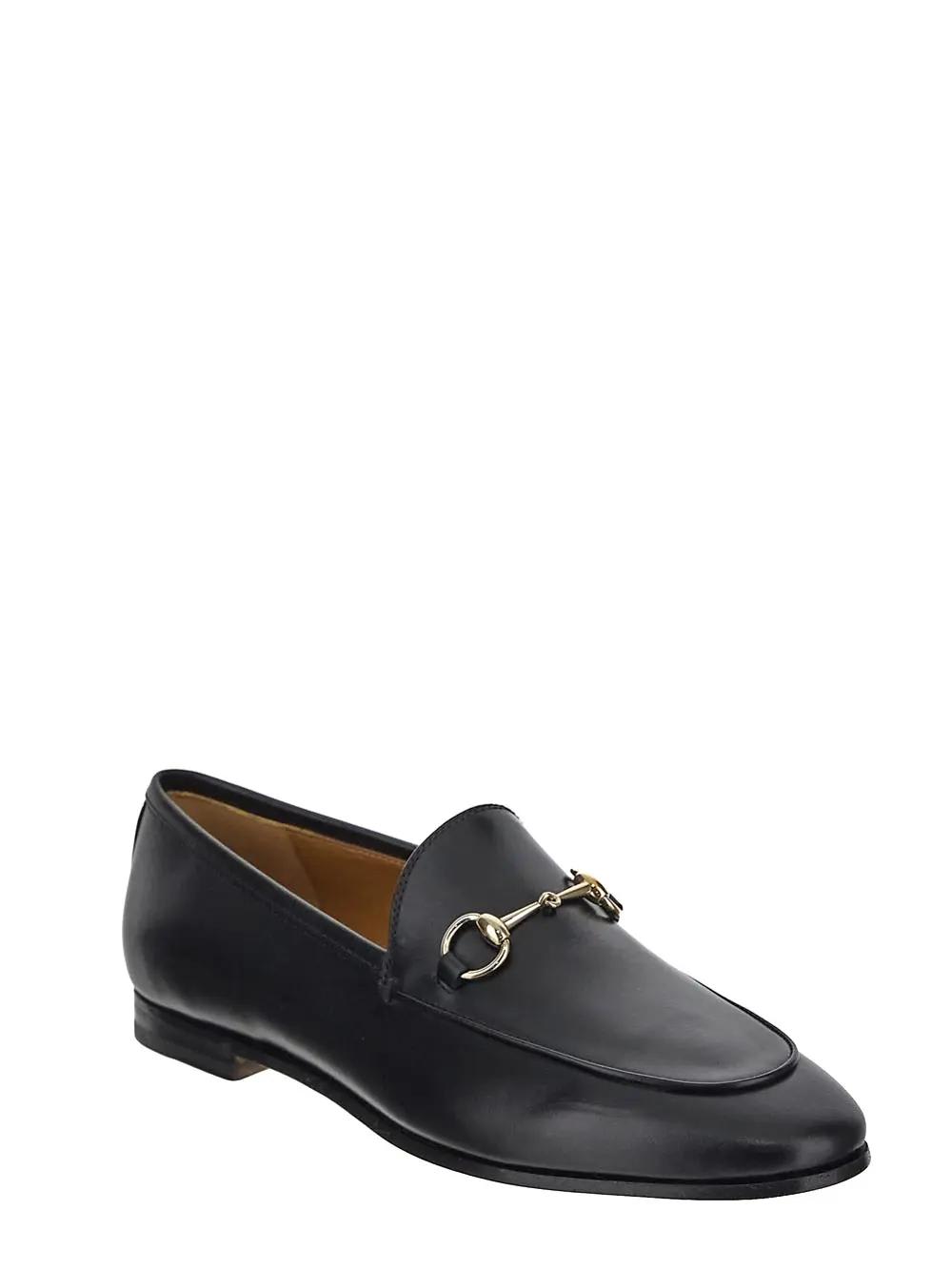 Gucci Polished Black Leather Loafers With Gold-tone Hardware In Black
