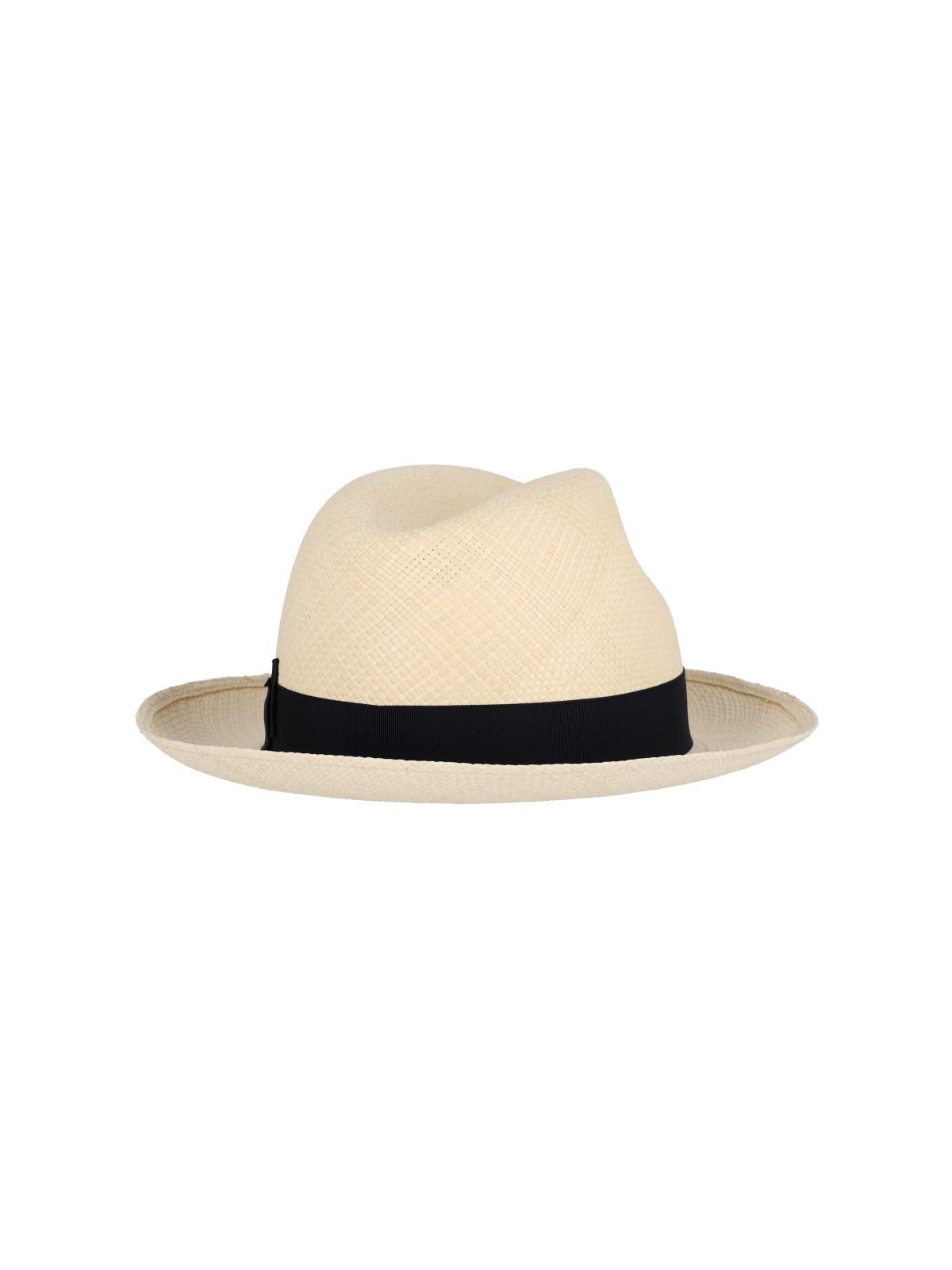 Shop Borsalino Panama Straw Hat In Blue