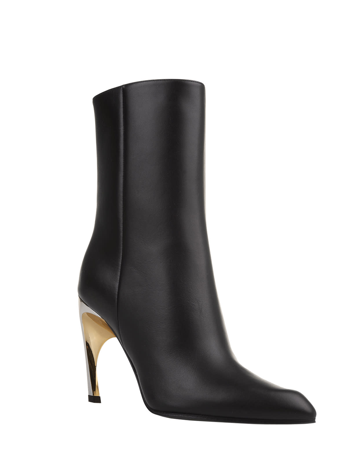 Shop Alexander Mcqueen Armadillo Ankle Boots In Black/gold/silver