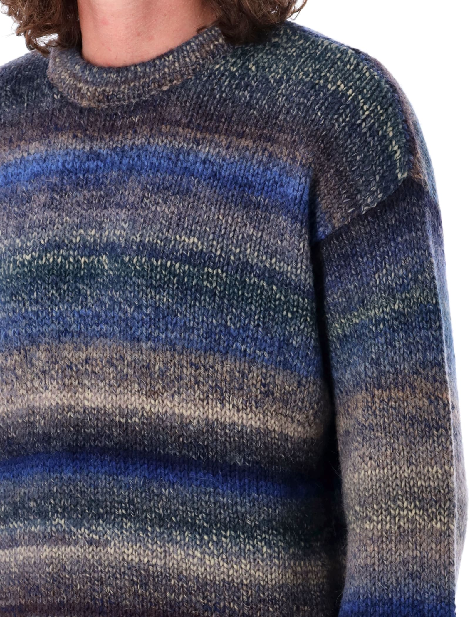 Shop Ymc You Must Create Stripes Mohair Sweater In Navy