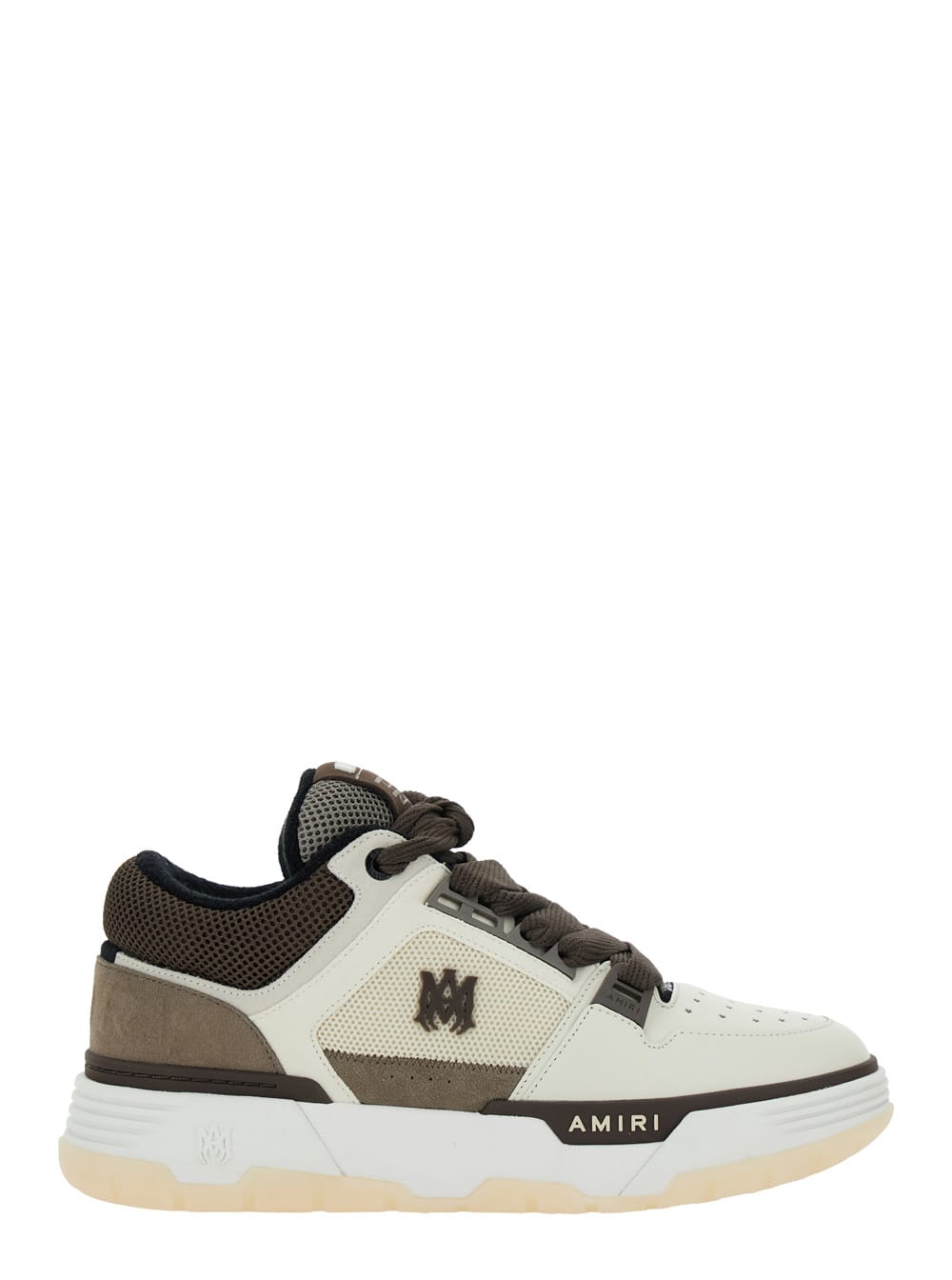 Amiri Brown Low Top Sneakers With Logo Detail On The Side And Mesh Panels In Suede Man In Red