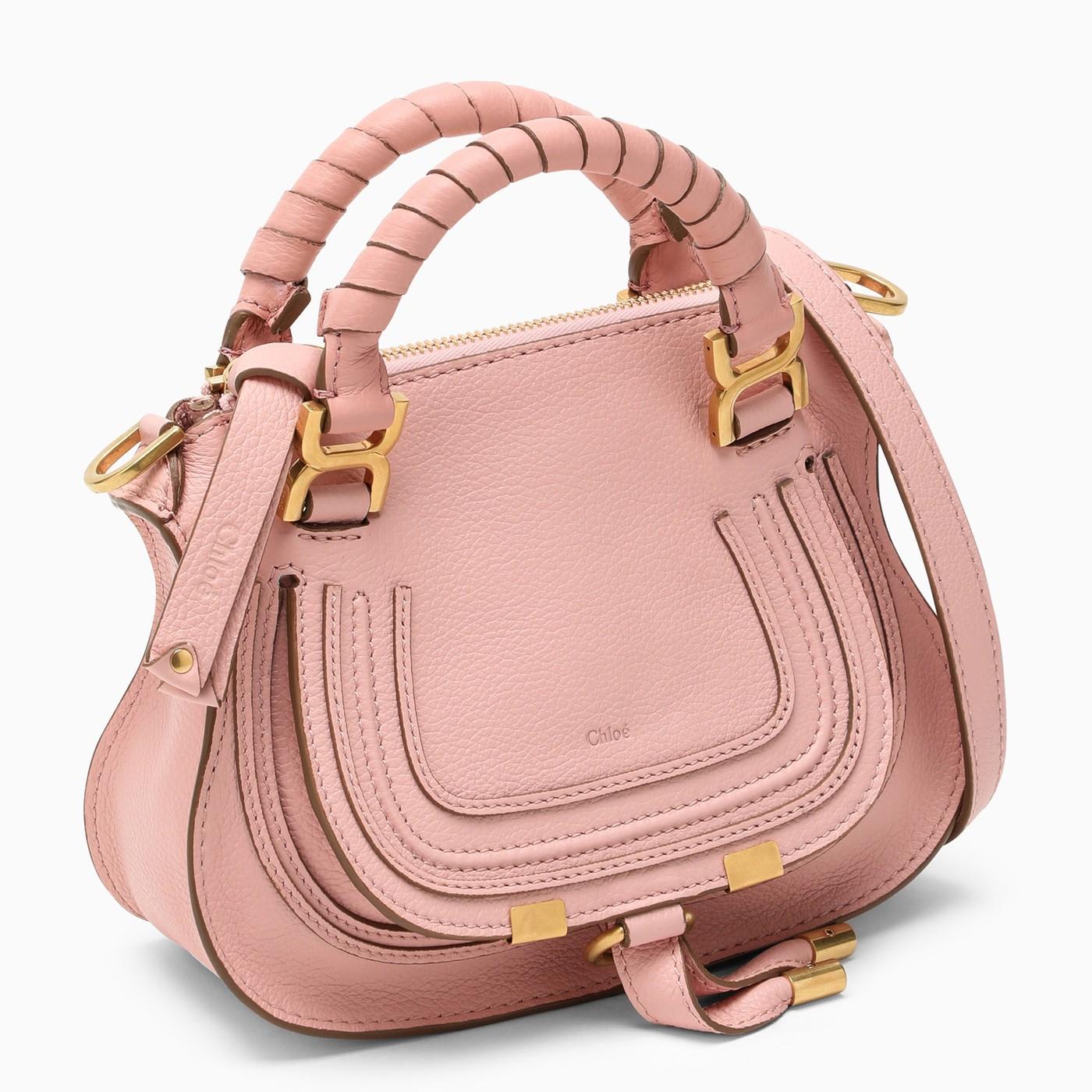 Shop Chloé Mini Marcie Pink Leather Bag In Blossom Pink