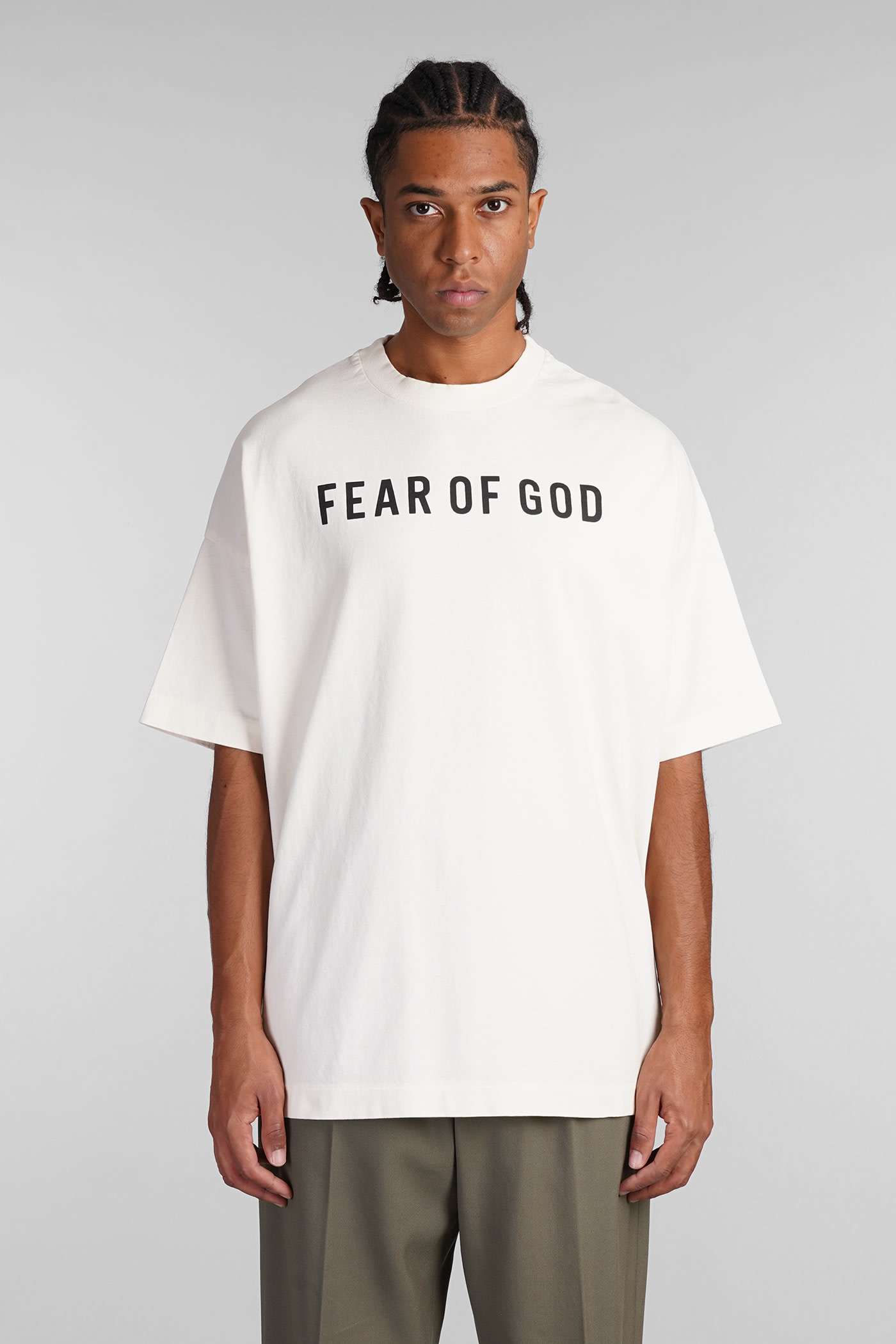 FEAR OF GOD T-SHIRT IN BEIGE COTTON 